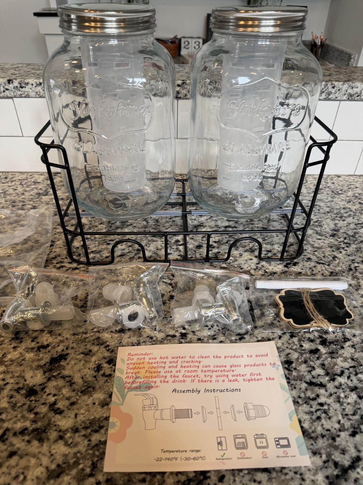 1 Gallon Glass Drink Dispensers For Parties-Set of 2,Leak-Proof Spigot customer photo 1