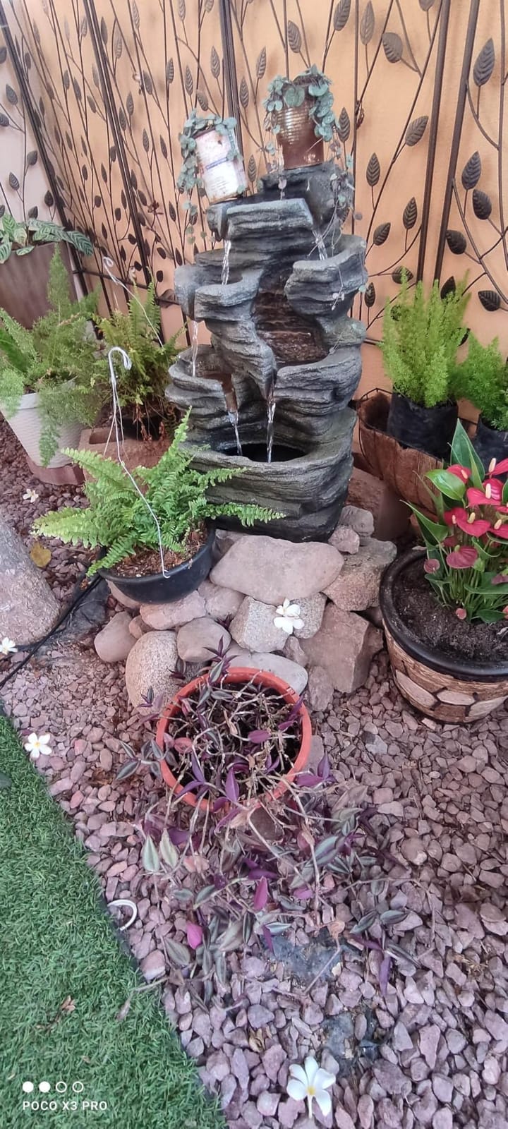 Bumilgar 6-Tier Solar Powered Water Fountain Outdoor Waterfall 24.4 in customer photo 1