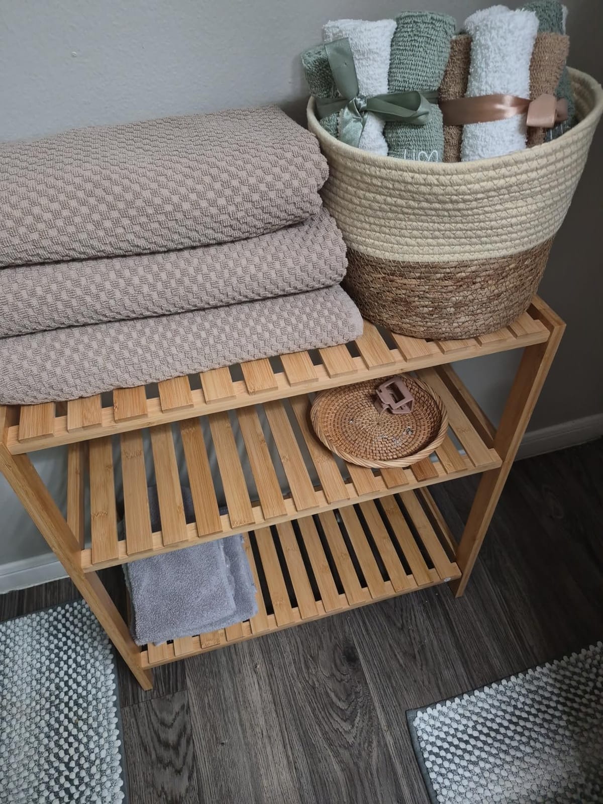 SONGMICS 5-Tier Bamboo Shelf, Freestanding Bathroom Storage Rack customer photo 1