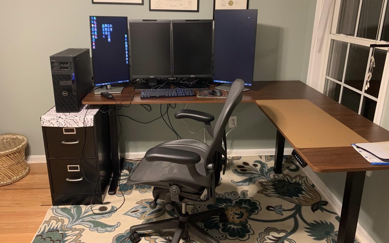 VIVO Dark Walnut 75 x 63 in Corner Standing Desk, DESK-E3CTD-75 customer photo 2