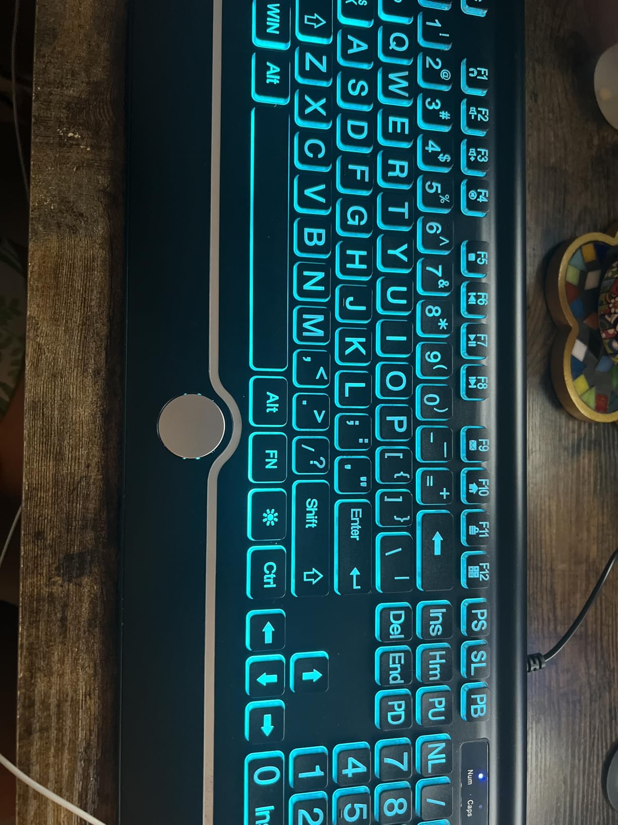 KOPJIPPOM USB Wired Keyboard with Large Print Backlit Keys, 7 Color LED Backlight, Ergonomic Wrist Rest, Spill-Resistant Design, Full-Size Computer Keyboard with Number Pad for PC Desktop Laptop customer photo 1