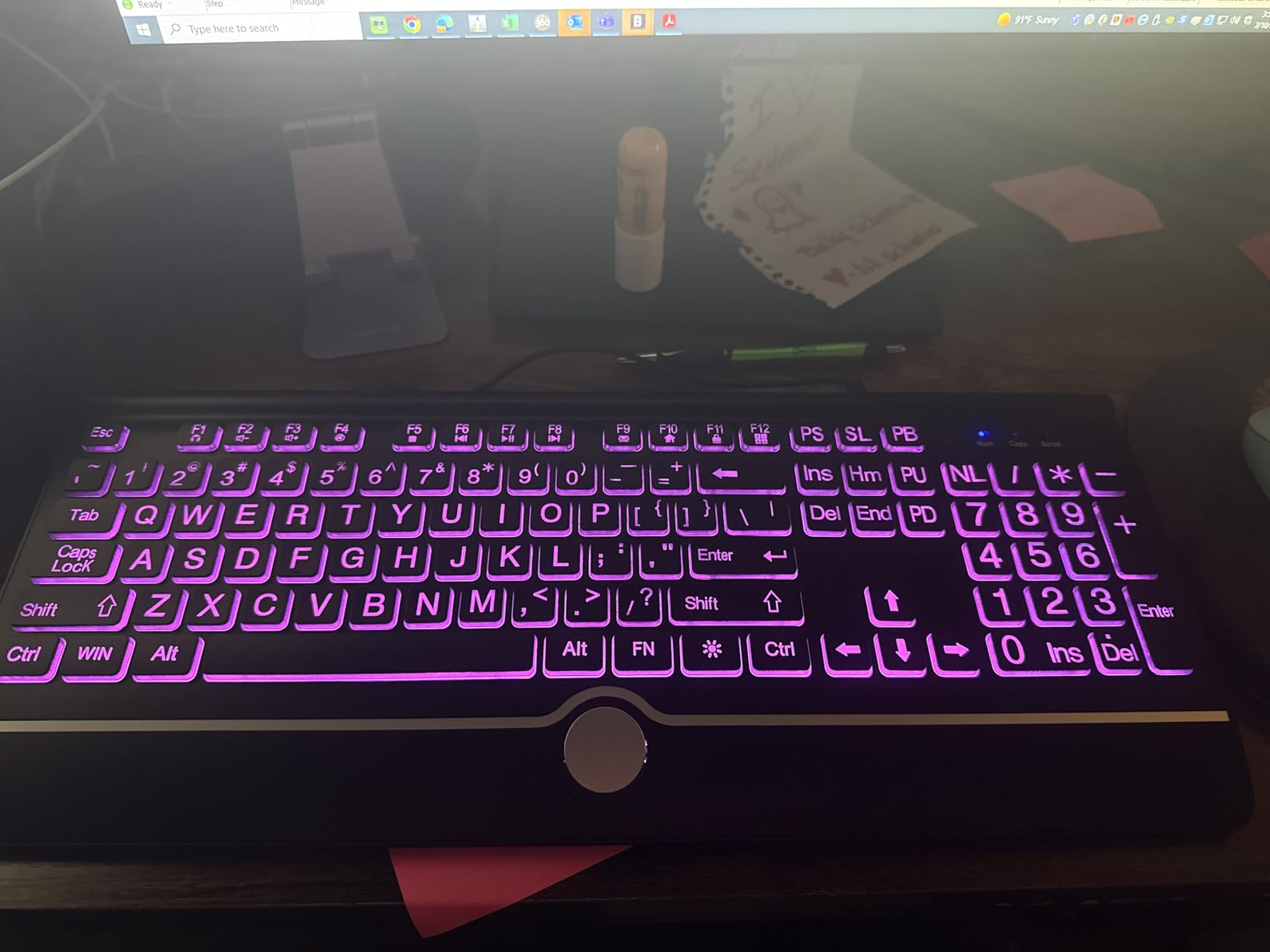 KOPJIPPOM USB Wired Keyboard with Large Print Backlit Keys, 7 Color LED Backlight, Ergonomic Wrist Rest, Spill-Resistant Design, Full-Size Computer Keyboard with Number Pad for PC Desktop Laptop customer photo 2