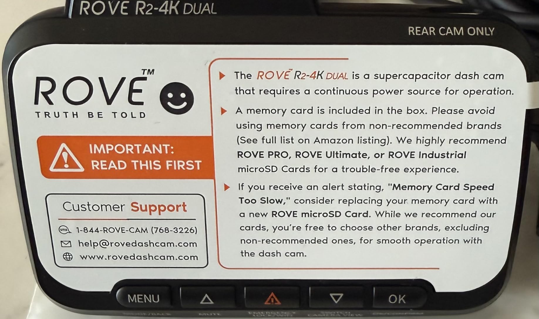 ROVE R2-4K Dual Dash Cam Front and Rear, STARVIS 2 Sensor, Free 128GB Card customer photo 1