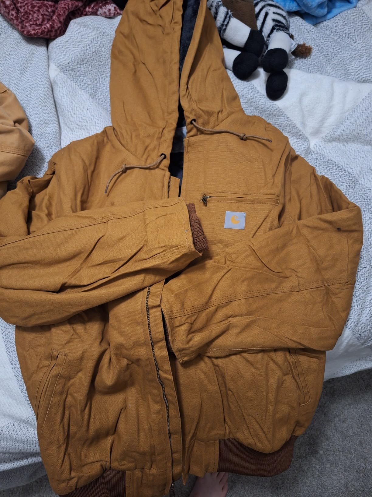 Men's Work Coat Washed Duck Fleece Lined Waterproof Workwear customer photo 1