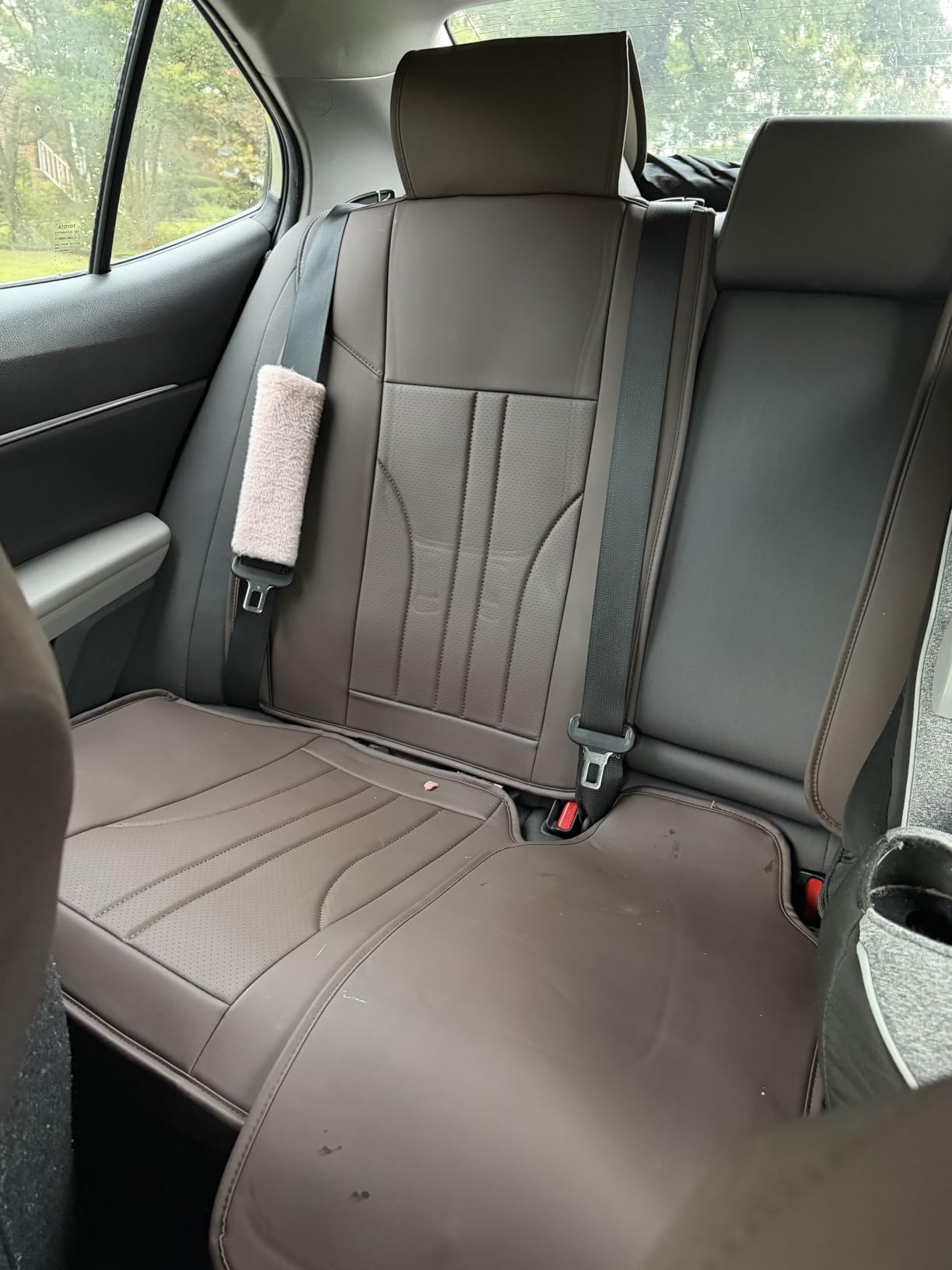 MINGBRON Car Seat Cover Full Set, Leather Car Seat Cover, Waterproof Seat Covers, Car Seat Cushion, Nappa Leather Seat Covers Car Seat Protector Universal Fit Most Cars Black customer photo 1