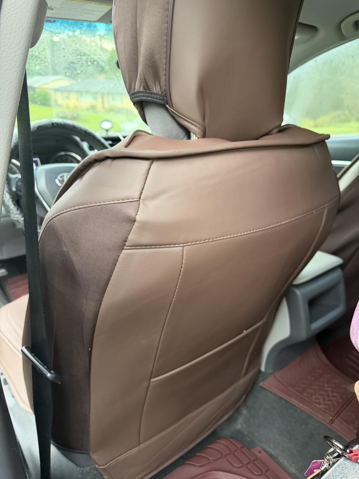 MINGBRON Car Seat Cover Full Set, Leather Car Seat Cover, Waterproof Seat Covers, Car Seat Cushion, Nappa Leather Seat Covers Car Seat Protector Universal Fit Most Cars Black customer photo 2