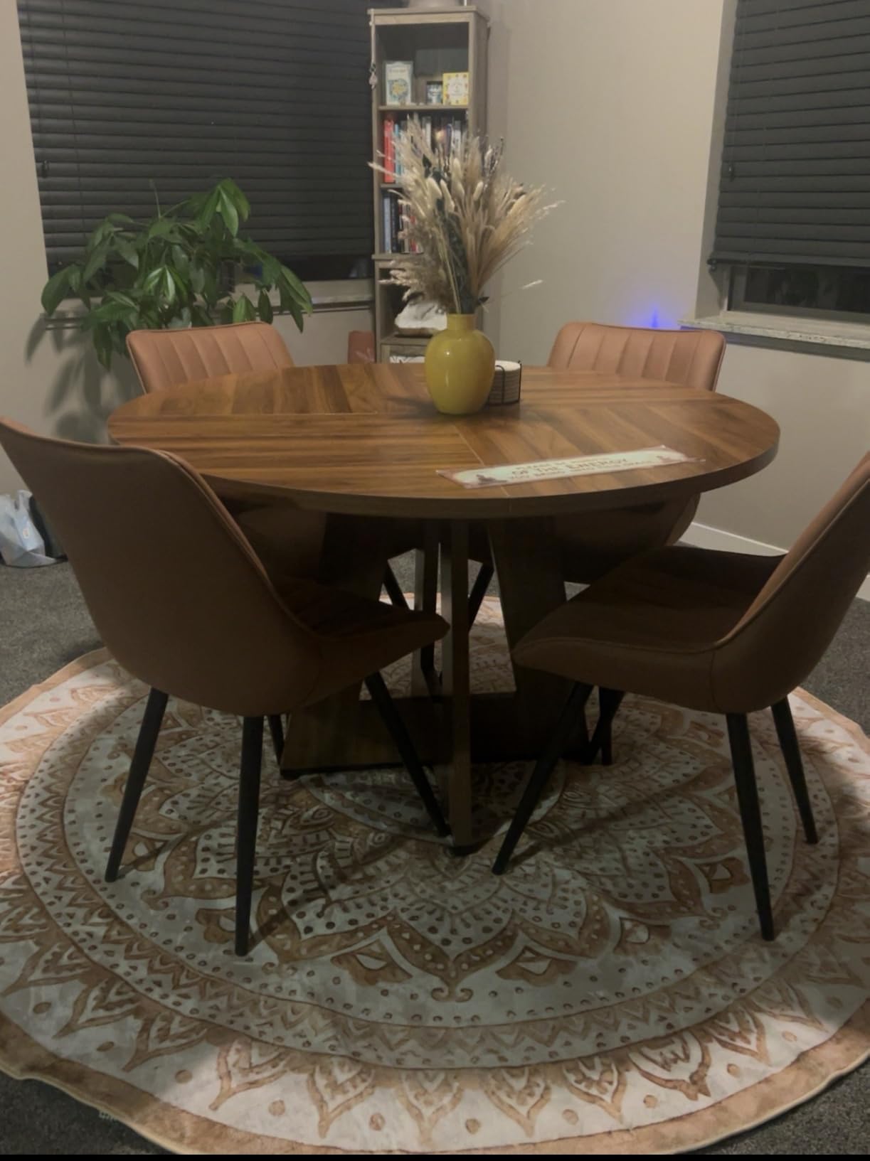 LITTLE TREE Round Dining Table for 4-6 People, 47 Inches Dining Room Table with Wooden Pedestal Base, Brown Dinner Tables, Circle Kitchen Tables for Dining Room, Kitchen, Living Room(Table Only) customer photo 1