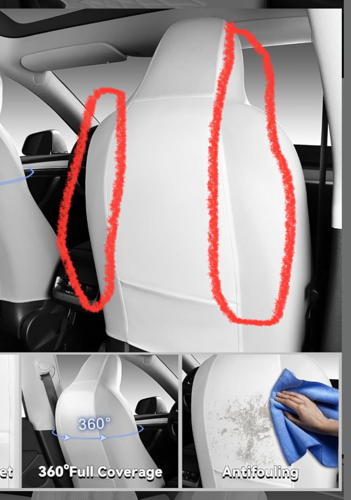 CAR PASS Piping Luxury Faux Leather Seat Covers Full Set, Premium Delux Anti-Slip Waterproof Automotive Seat Cover Universal Fit for Sedans Suvs Vans Trucks, Armrest & Airbag Compatible, Burgundy Red customer photo 1