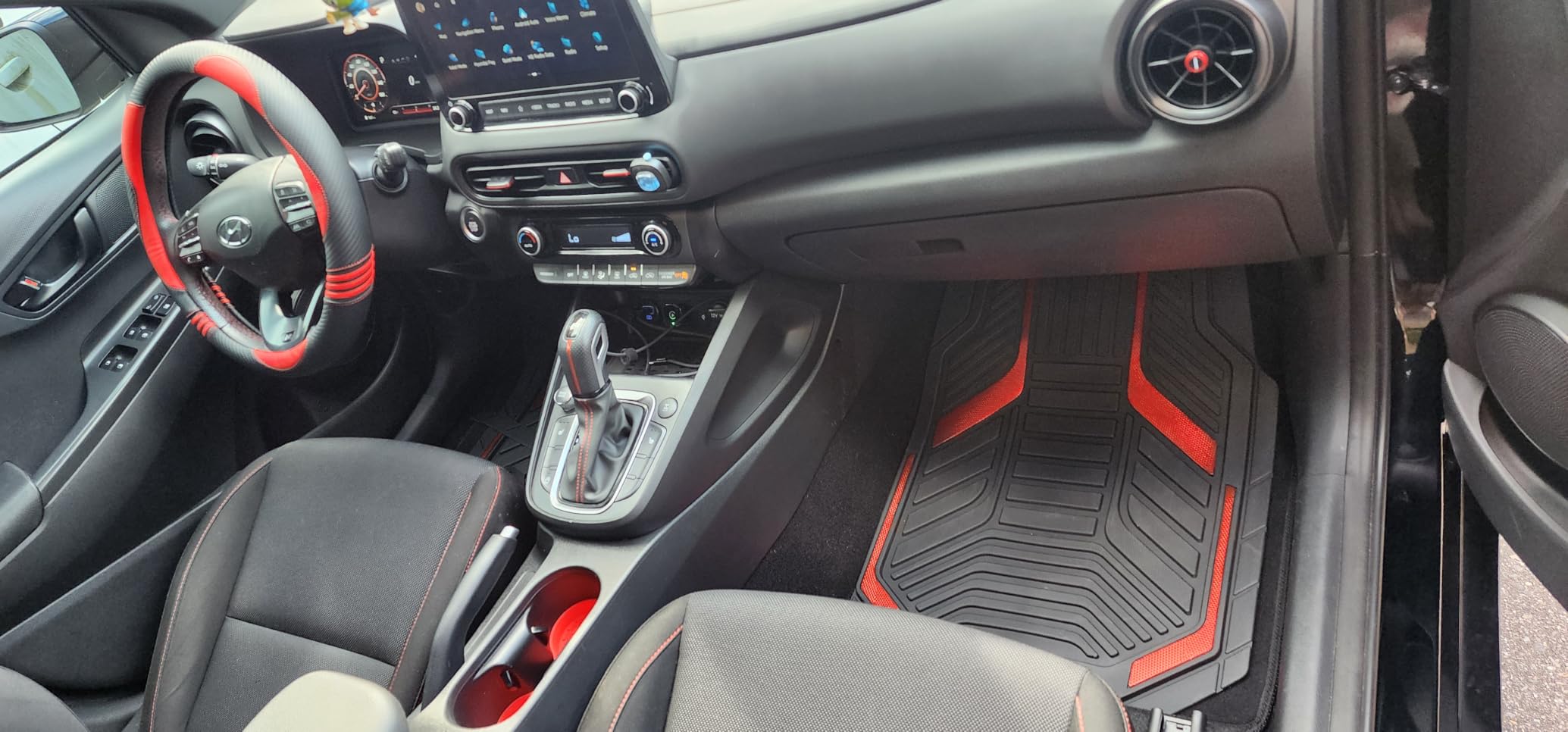 PIC AUTO Heavy Duty Rubber Floor Mats, Purple Aluminum Film Car Mats Set, Front and Rear Car Mats with Anti-Slip Backing, All Weather Protection, Trim-to-Fit for Automotive SUV, Sedan, Van customer photo 1