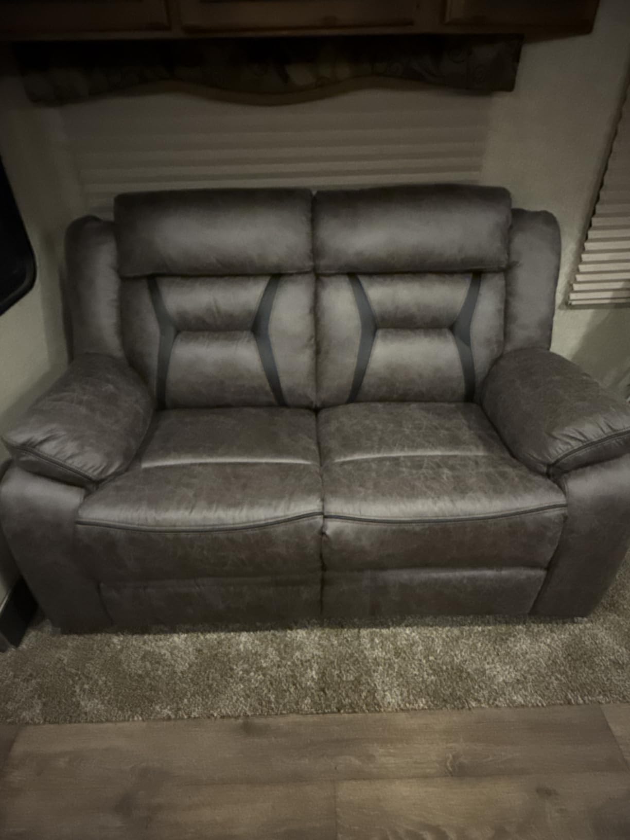 EBELLO Faux Leather Manual Reclining Sofa, 3 Seat Recliner Sofa Chair, Couch Furniture for Living Room, Furniture, Meeting Room, Brown (3 Seat Sofa) customer photo 1