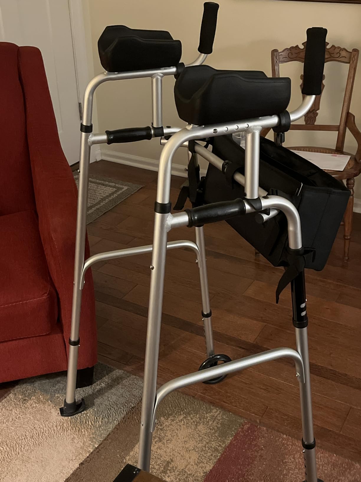 VEVOR 2 in 1 Folding Walker & Removable Armrests, Height Adjustable Foldable Walker with 5