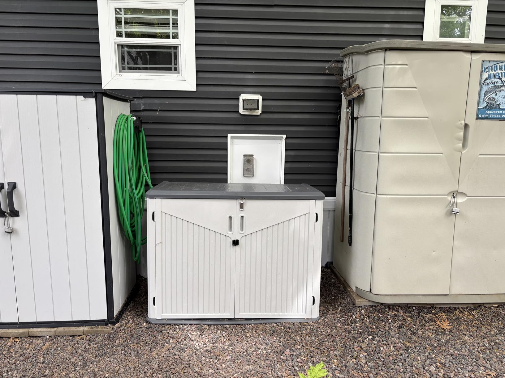 Aoxun Outdoor Storage Shed, 64 Cu.Ft Vertical Resin Sheds, White customer photo 2