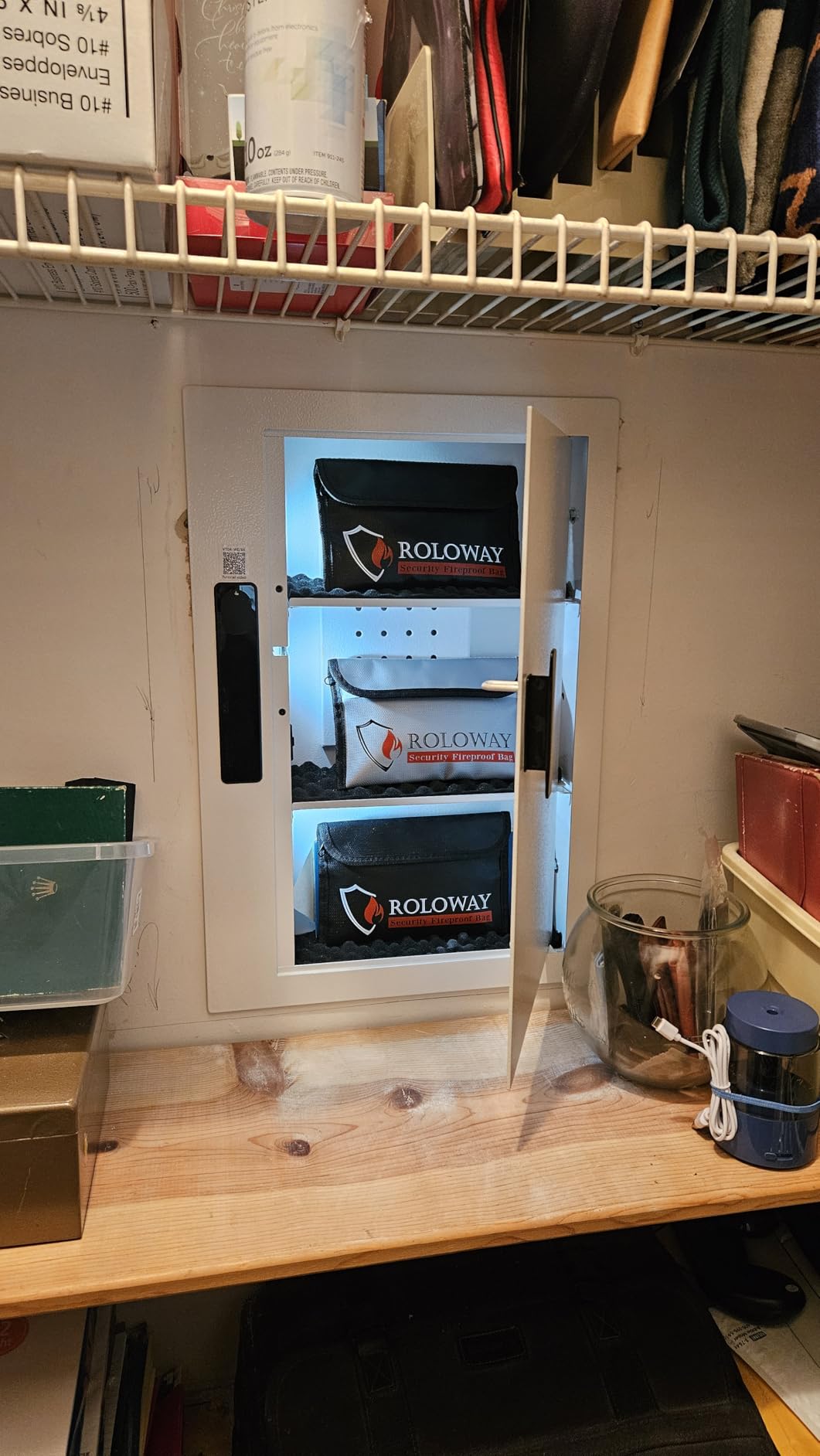 Grimtron Quick Access Electronic Wall Safe with Removable Shelves & Hooks customer photo 2