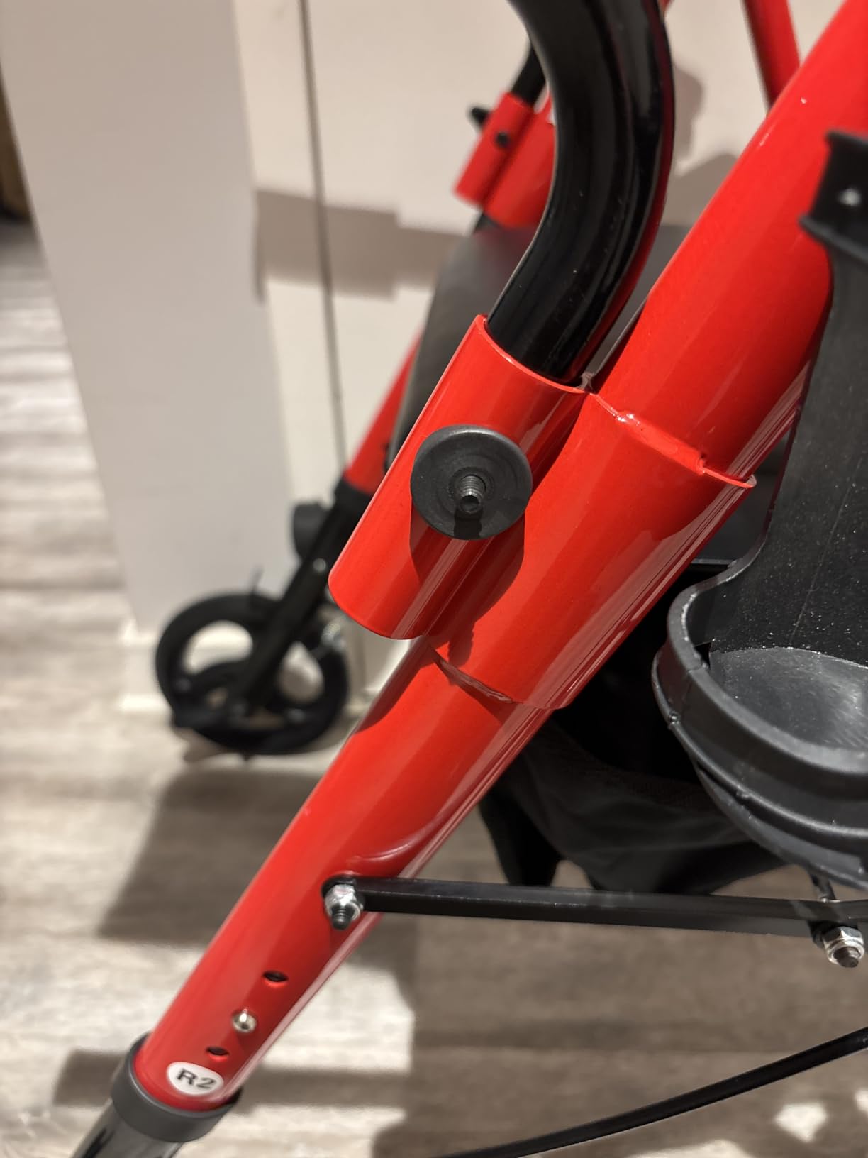 ELENKER Upright Rollator Walker, Stand Up Walkers for Seniors with Armrest, Front Pouch, 10”Wheels, Sponge Padded Seat and Backrest, Fully Adjustment Frame, Orange customer photo 2