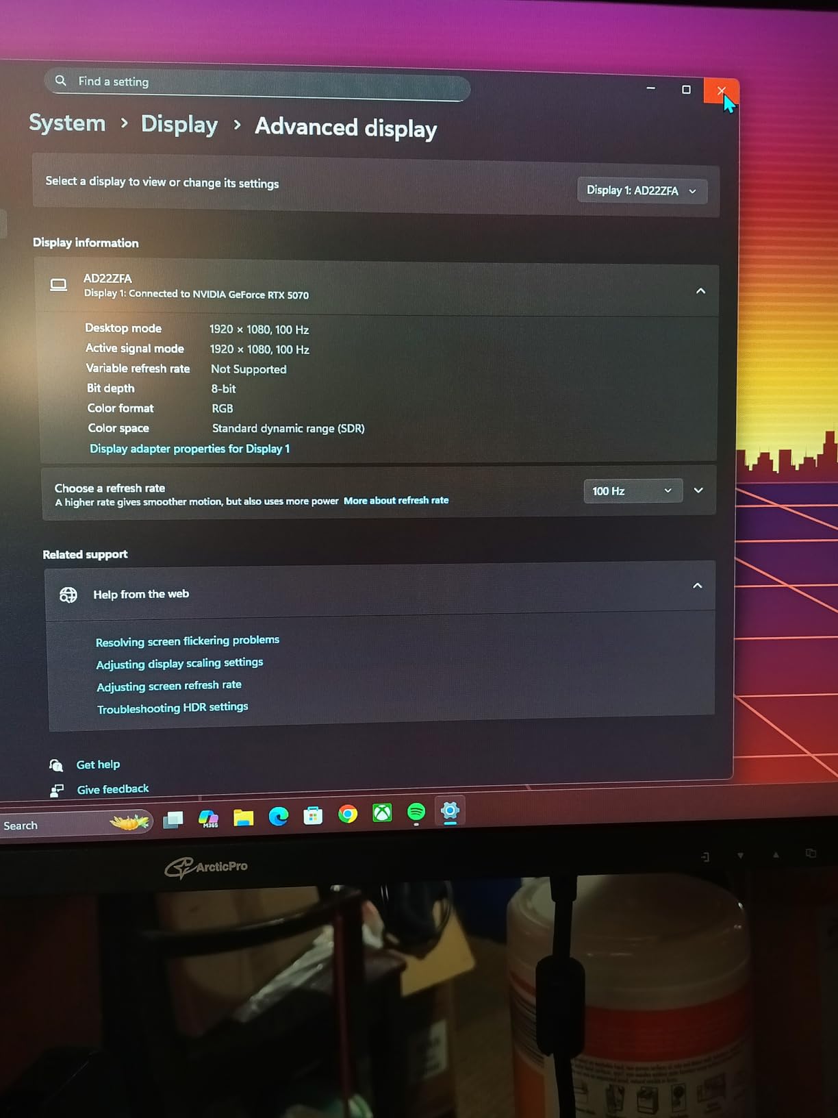 ArcticPro 22 Inch Gaming Monitor 144Hz, FHD Computer Monitor, 105% sRGB customer photo 1
