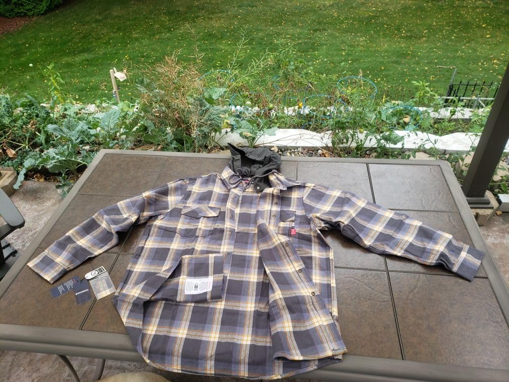BOCOMAL FR Hooded Shirts Button Down Heavyweight Flannel Plaid Jackets CAT2 customer photo 2