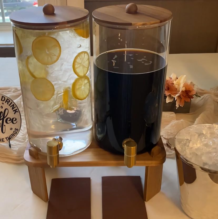 FavorFlavor 2pcs 1.5 Gallon Glass Drink Dispenser with Wood Stand customer photo 2