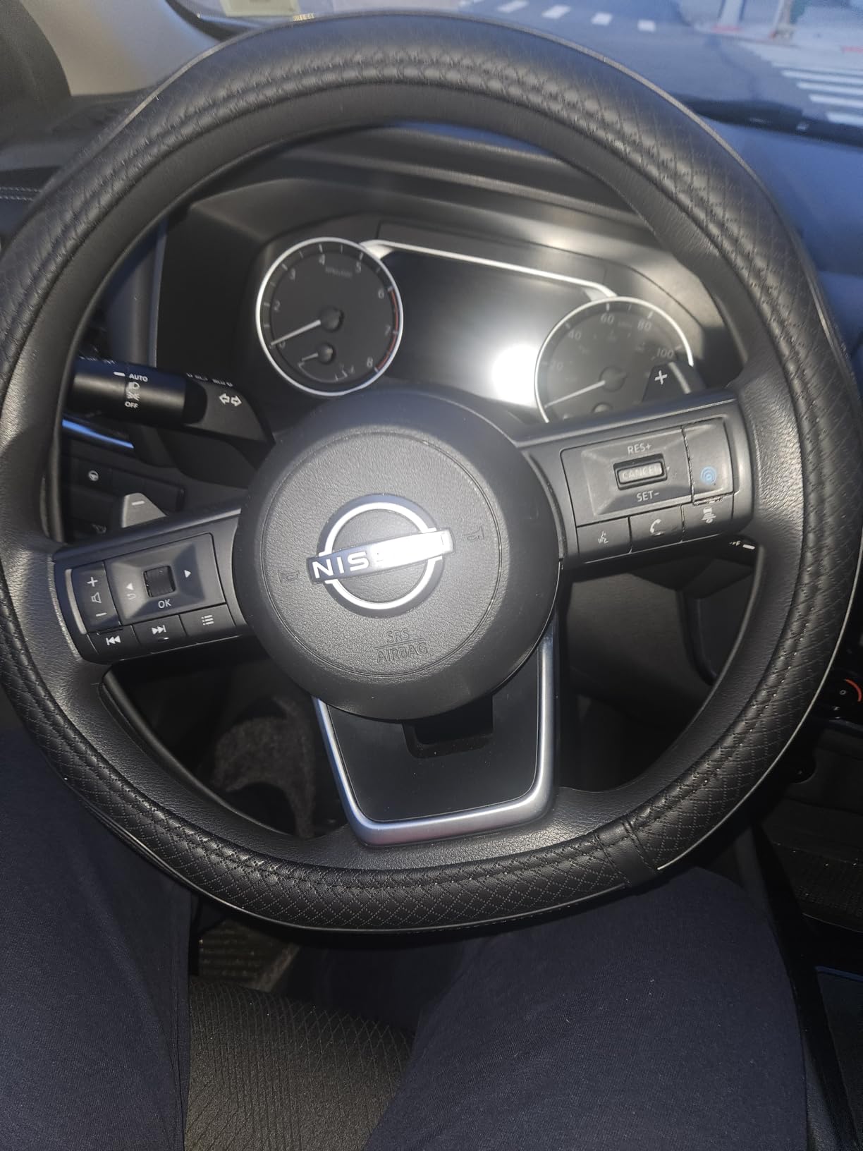 Ouzorp Car Steering Wheel Cover, Microfiber Leather Steering Wheel Covers with Anti-Slip Lining, Universal 14.5-15 inchs Black customer photo 2