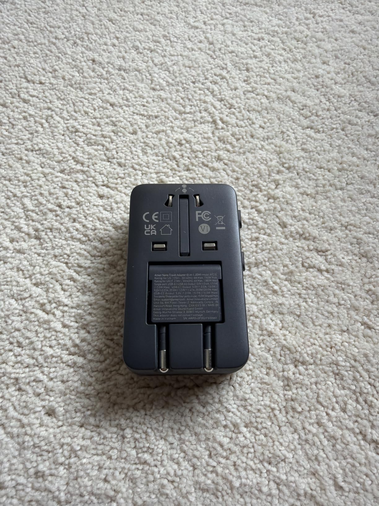 Anker Nano Travel Adapter (1-Pack), 2 USB-C Universal Charger, 20W customer photo 1