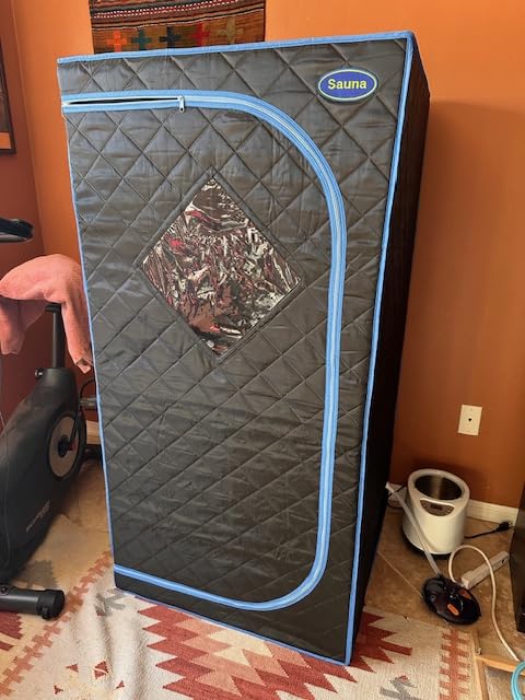 2 Person Infrared Sauna | Full Size Portable Sauna Tent | FAR Infrared Sauna for Home, 1,350watt, Home Saunas with Heating Foot Pad*2, Portable Chair*2, (L56.7 x W31.5 x H59.4, Black) customer photo 1
