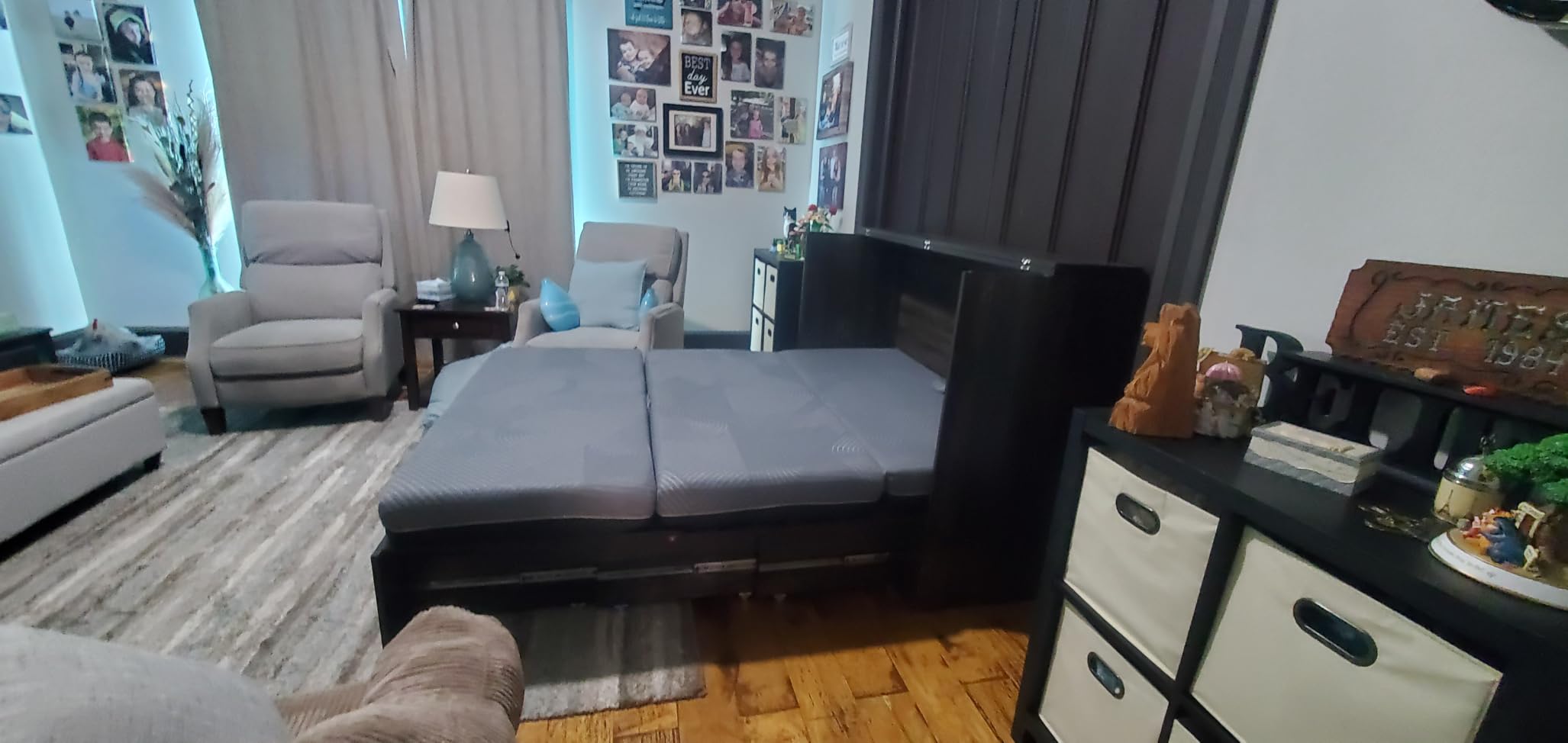 LUXOAK Queen Murphy Cabinet Bed with with Storage & Charging Station customer photo 1