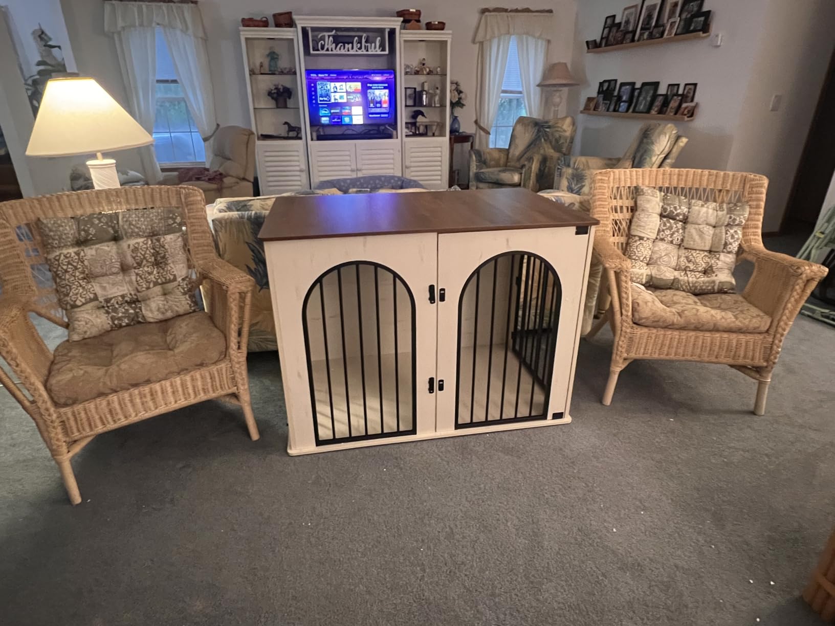 Hzuaneri 31.5'' Dog Crate Furniture,Dog Kennel Indoor for Small/Medium Dogs | Dog Kennel Furniture Wooden Dog Cage Heavy Duty Dog Crate Decorative Pet House End Side Table TV Stand,White Brown DFC85114B customer photo 2