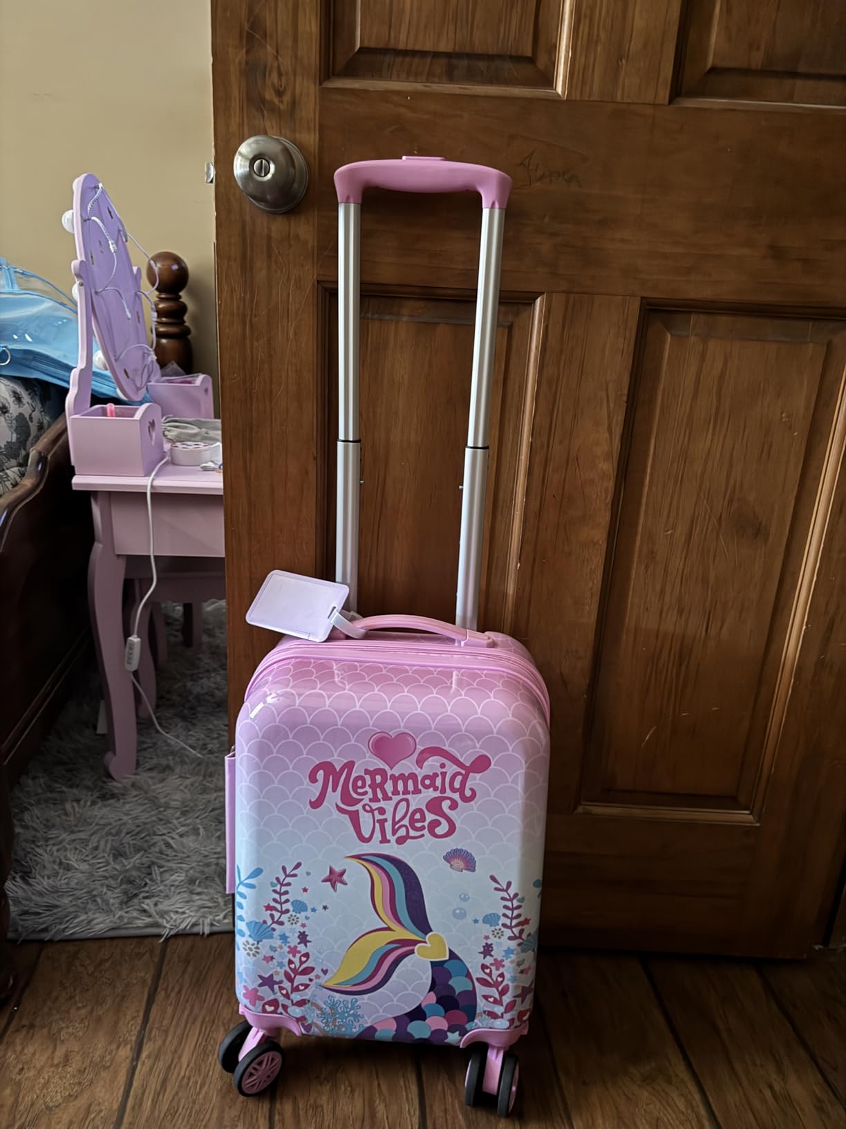 Kid’s Luggage Set 3 Piece Suitcase Set 16’’ Hardside Luggage with Spinner Wheels Girls Boys Carry on Toddler Travel Rolling Suitcase Airline Approved customer photo 2