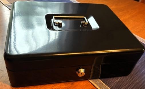 Amazon Basics Cash Box with Lock Key, Money Organizer Tray, 11.81