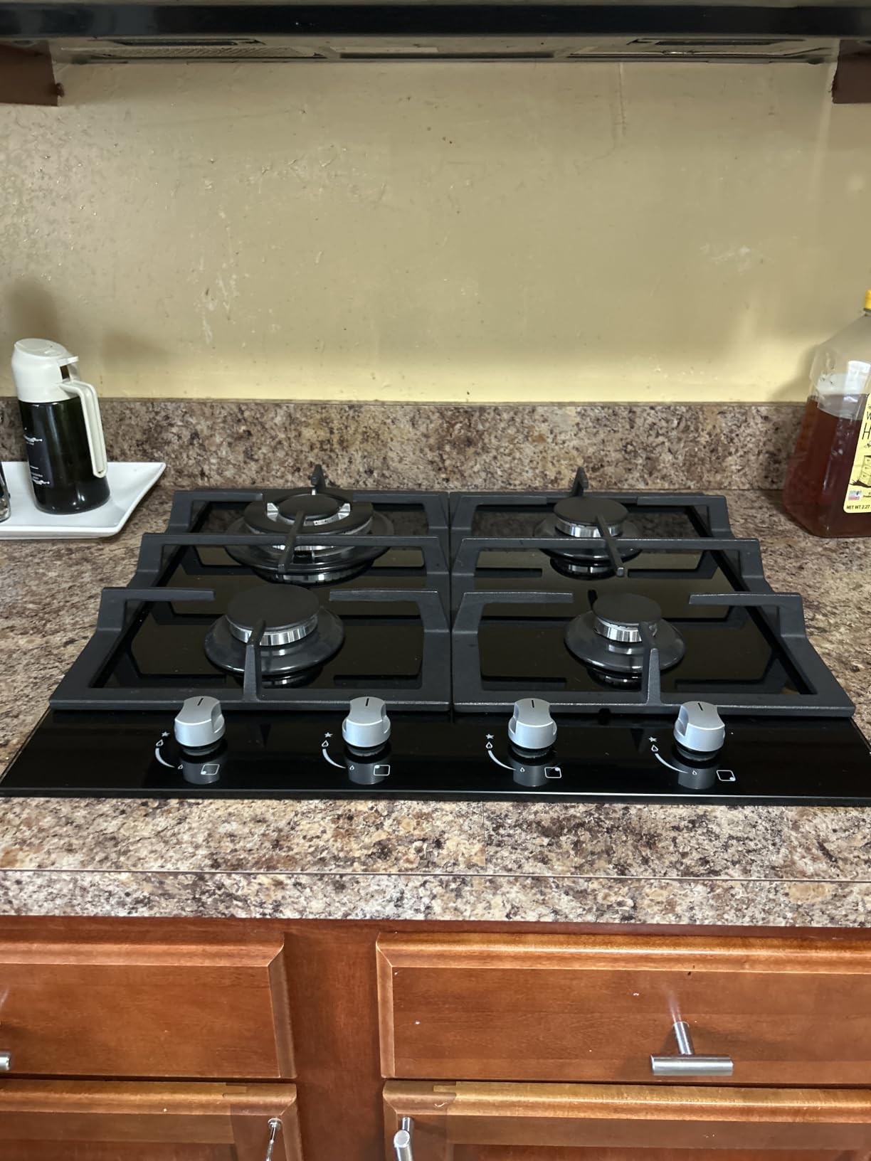 24 Inch Gas Cooktop, 4 Burner Gas Stove Top, Black Tempered Glass customer photo 2