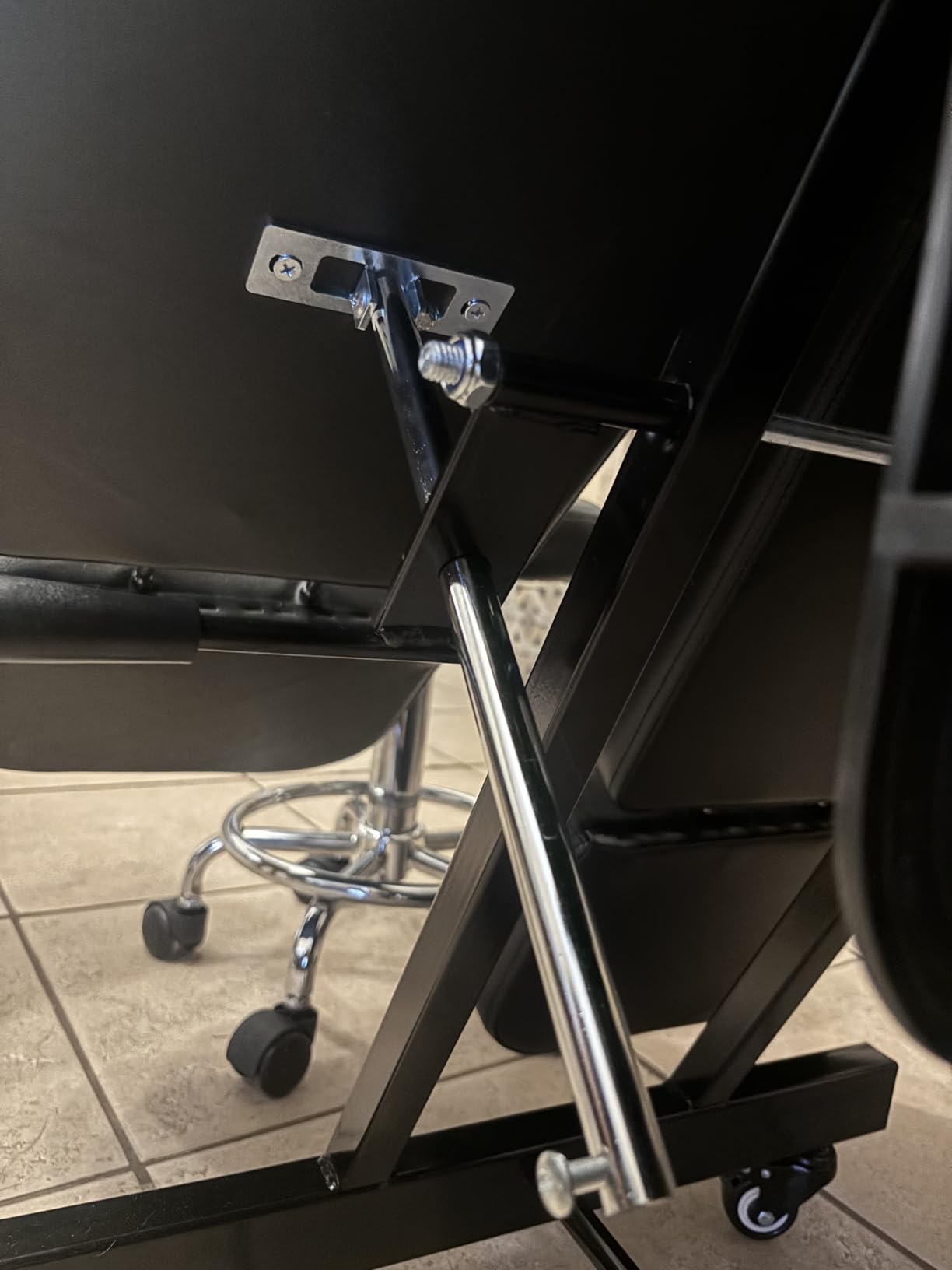 Black Tattoo Chair for Client with Rolling stools on Wheels, Tattoo Bed Table with Split Legs, Foldable Facial Spa Esthetician Chair (On Wheels, Black) customer photo 1