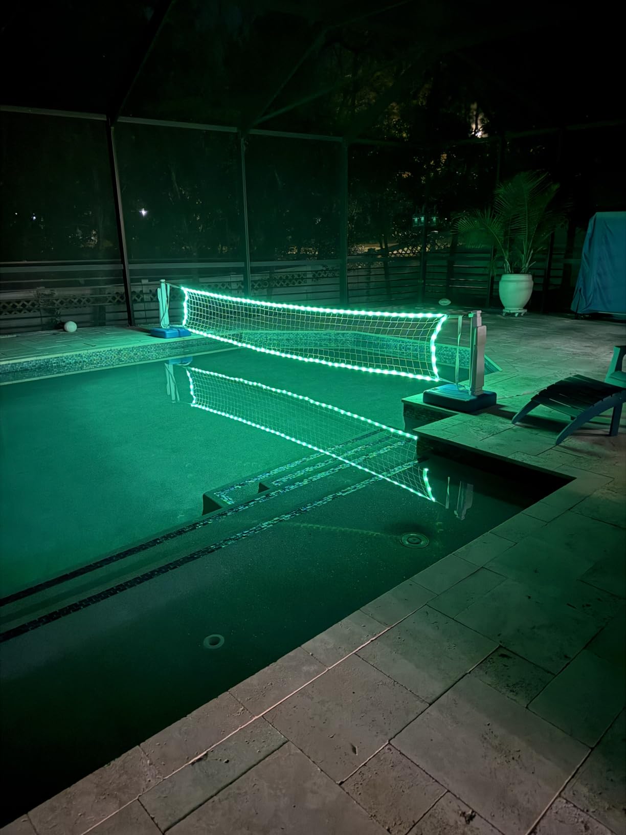 OHYEMO LED Pool Volleyball Net Set, Light Up Pool Volleyball Game Set with 2 LED Water Balls, Adjustable Net and Pump, Swimming Pool Sports Game Set for Adults Teens, Inground Pool Toy Party Fun customer photo 2