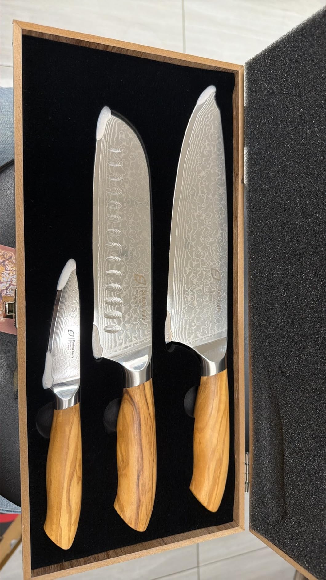 Emojoy 8-Inch Damascus Chef Knife, 67-Layer Japan Steel, Olive Wood Handle customer photo 1
