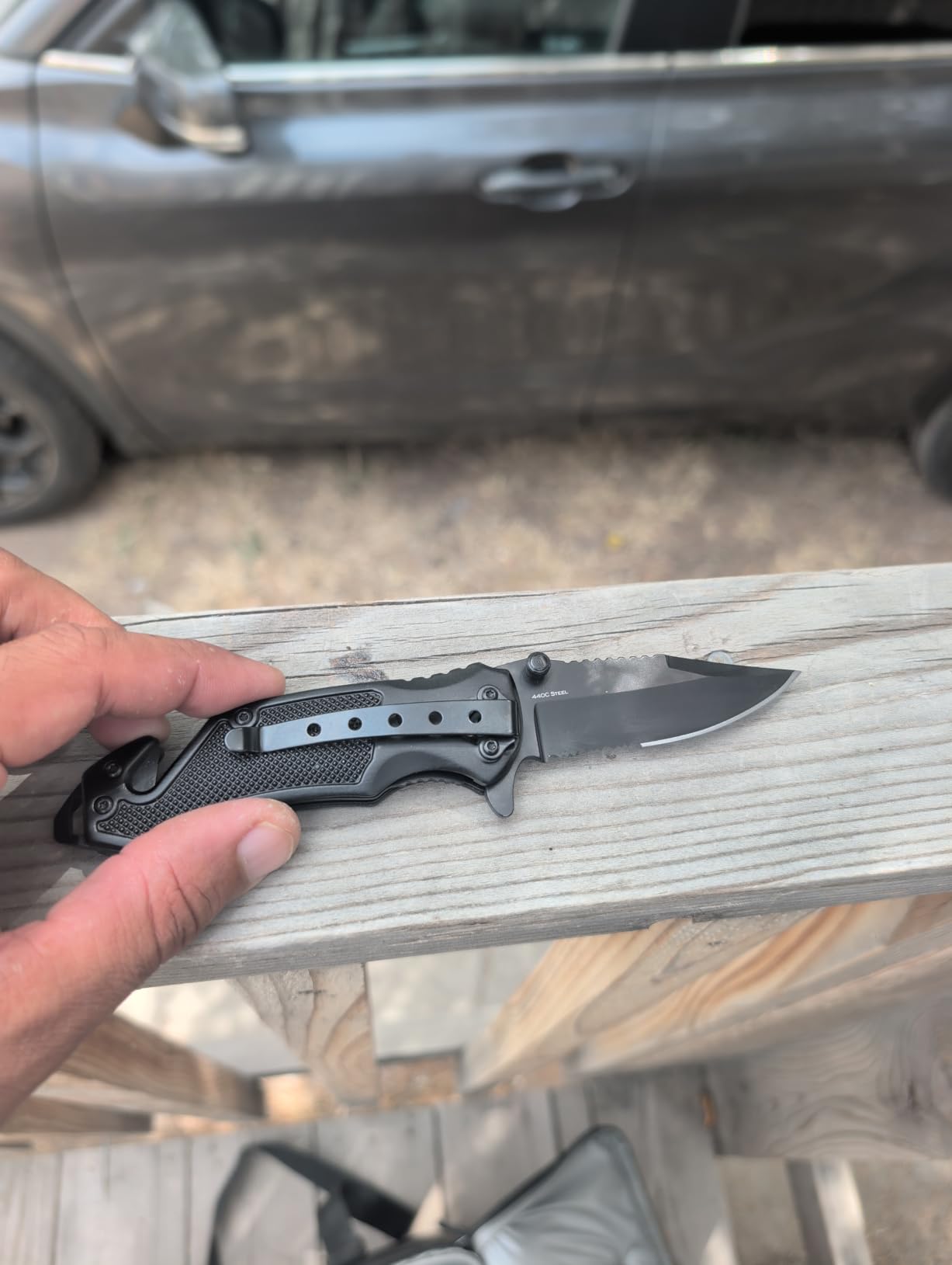 GOOD WORKER Legal Pocket Knife with 2.95” Serrated Blade, Glass Breaker, Seat Belt Cutter - EDC Sharp Folding Knives with Portable Clip - Small Tool for Tactical Camping Survival Hiking - Gifts for Men, Women customer photo 1