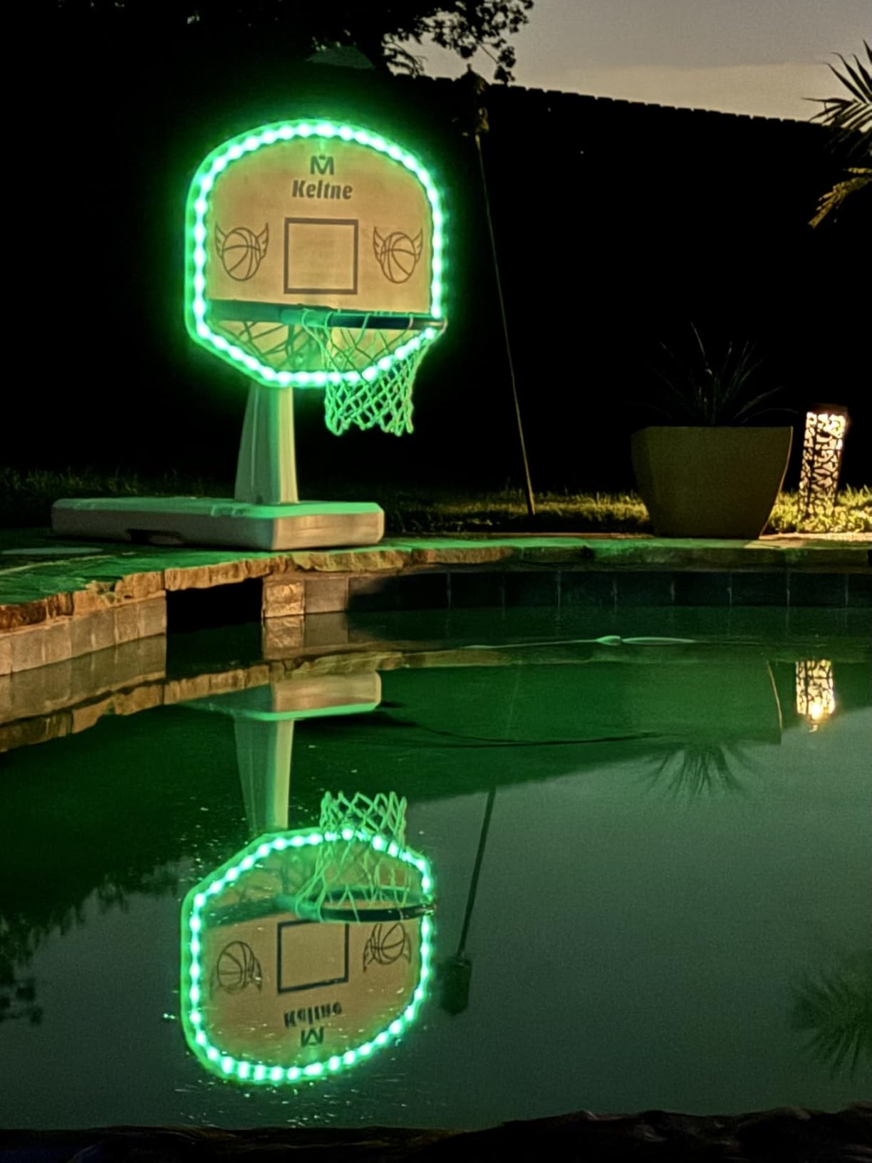 LED Pool Basketball Hoop Poolside, Oversized Water Basketball Hoop with Super Bright Solar Lights, 34