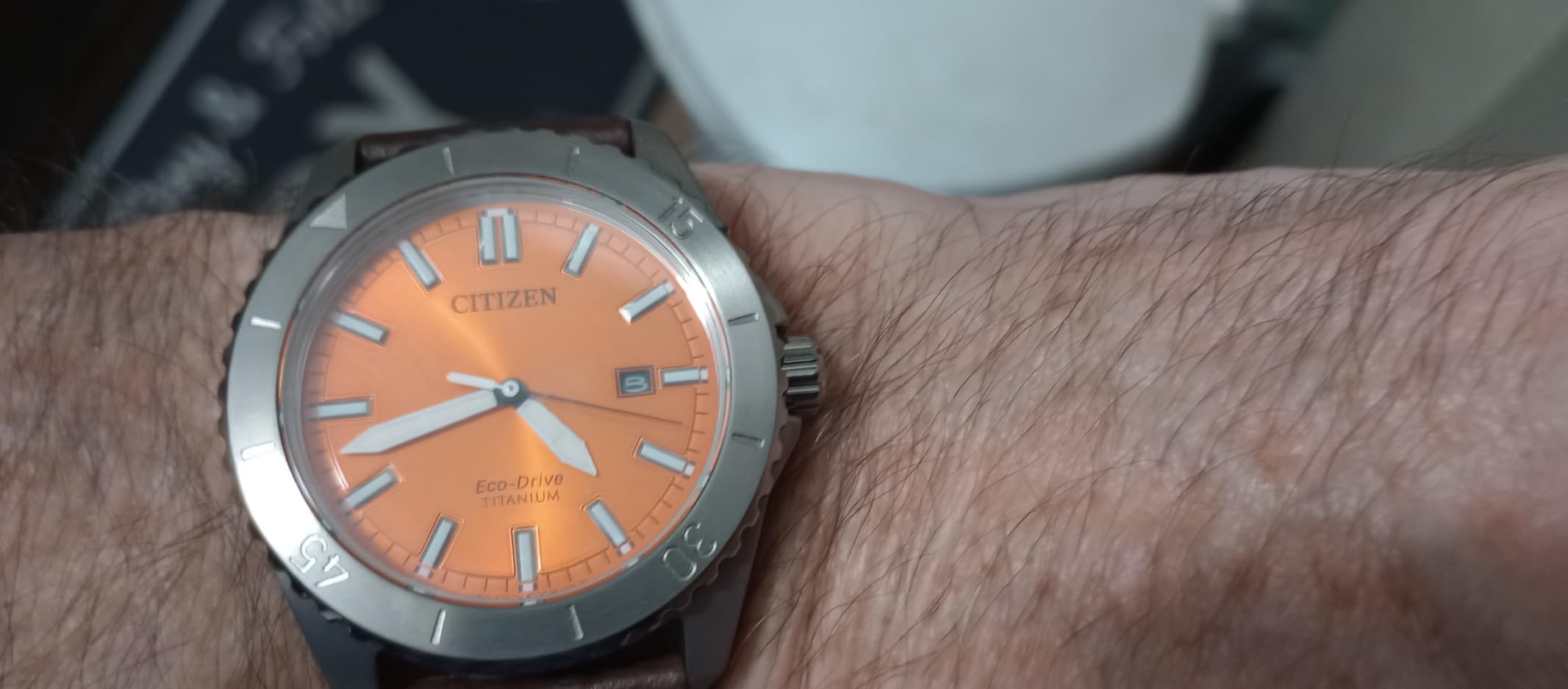 Citizen Men's Eco-Drive Brycen Sport Casual Watch, Silver-Tone Super Titanium Case, 3 Hand, Date customer photo 1