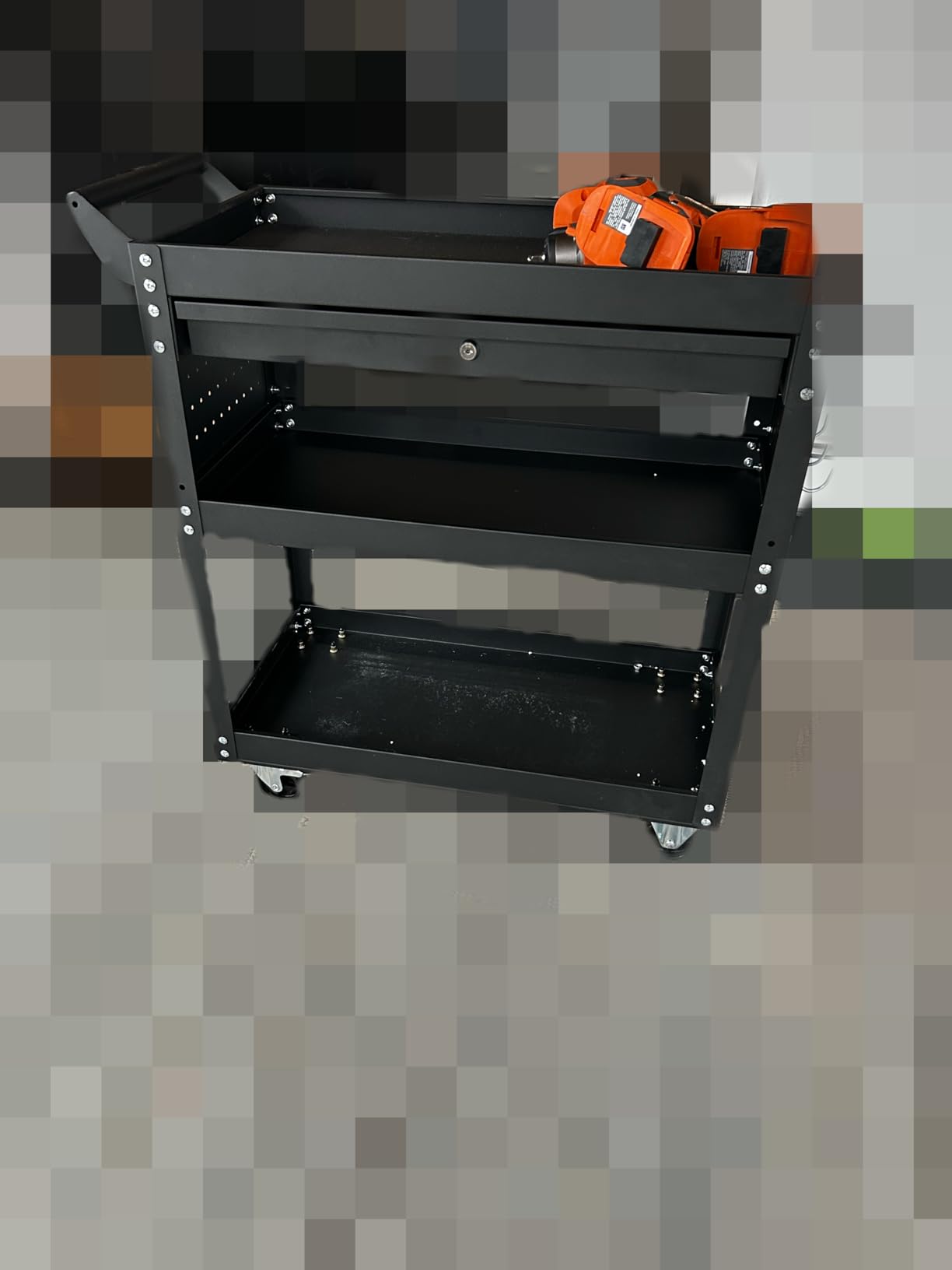 VEVOR 4-Tier Tool Cart with Wheels, 350 lbs Load Capacity, Rolling Work Cart with Drawer & Pegboard, Mechanic Tool Storage Organizer with Locking System for Garage, Warehouse and Repair Shop, Black customer photo 2