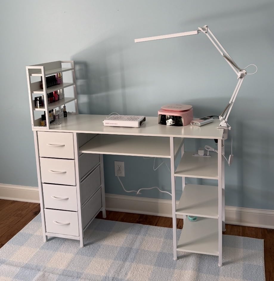Manicure Table Nail Desk for Nail tech with Drawers & Power Outlet customer photo 2