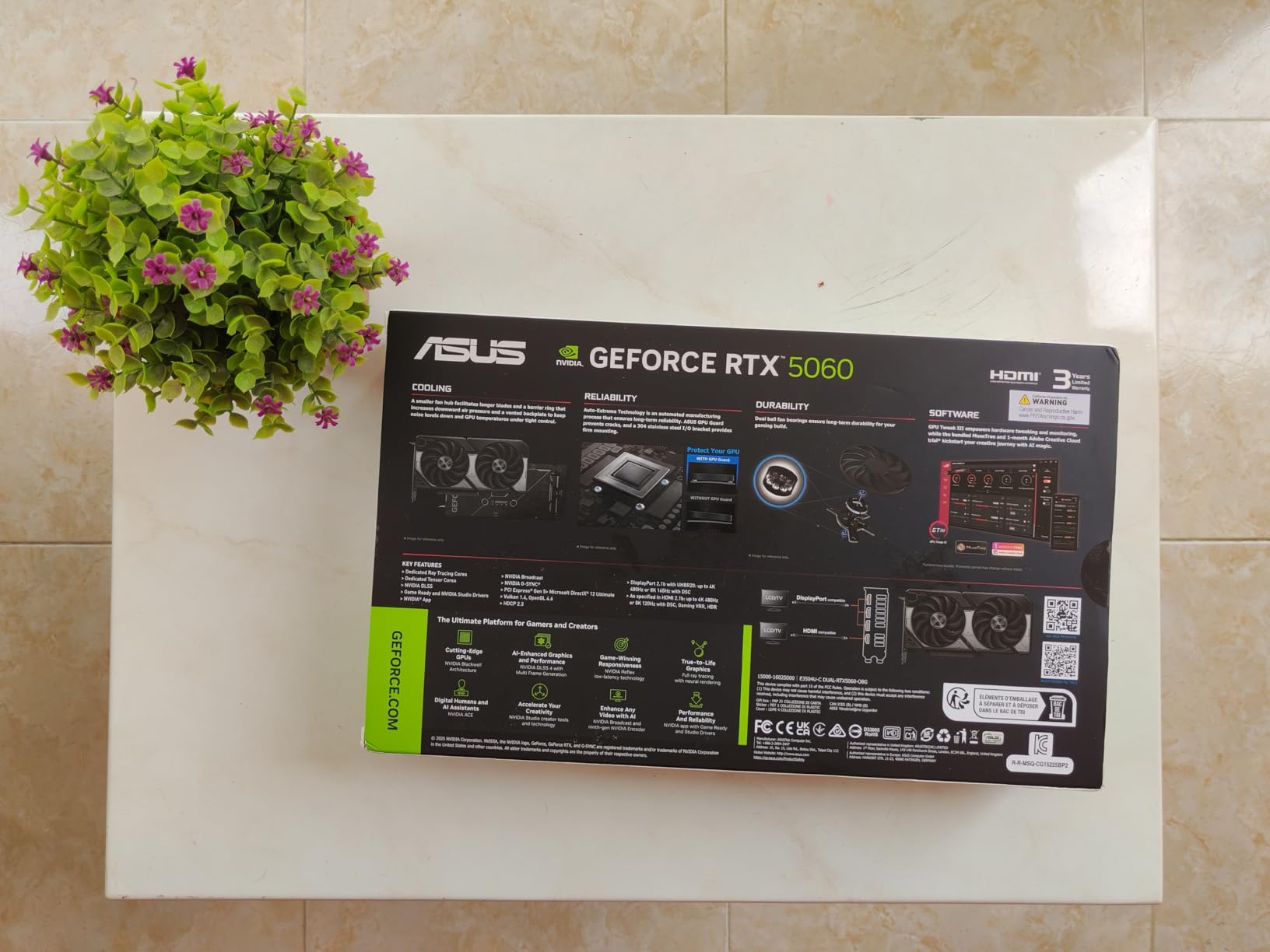 ASUS Dual NVIDIA GeForce RTX 5060 8GB GDDR7 OC Edition (PCIe 5.0, 8GB GDDR7, DLSS 4, HDMI 2.1b, DisplayPort 2.1b, 2.5-Slot Design, Axial-tech Fan Design, 0dB Technology), 3 Year Warranty customer photo 1