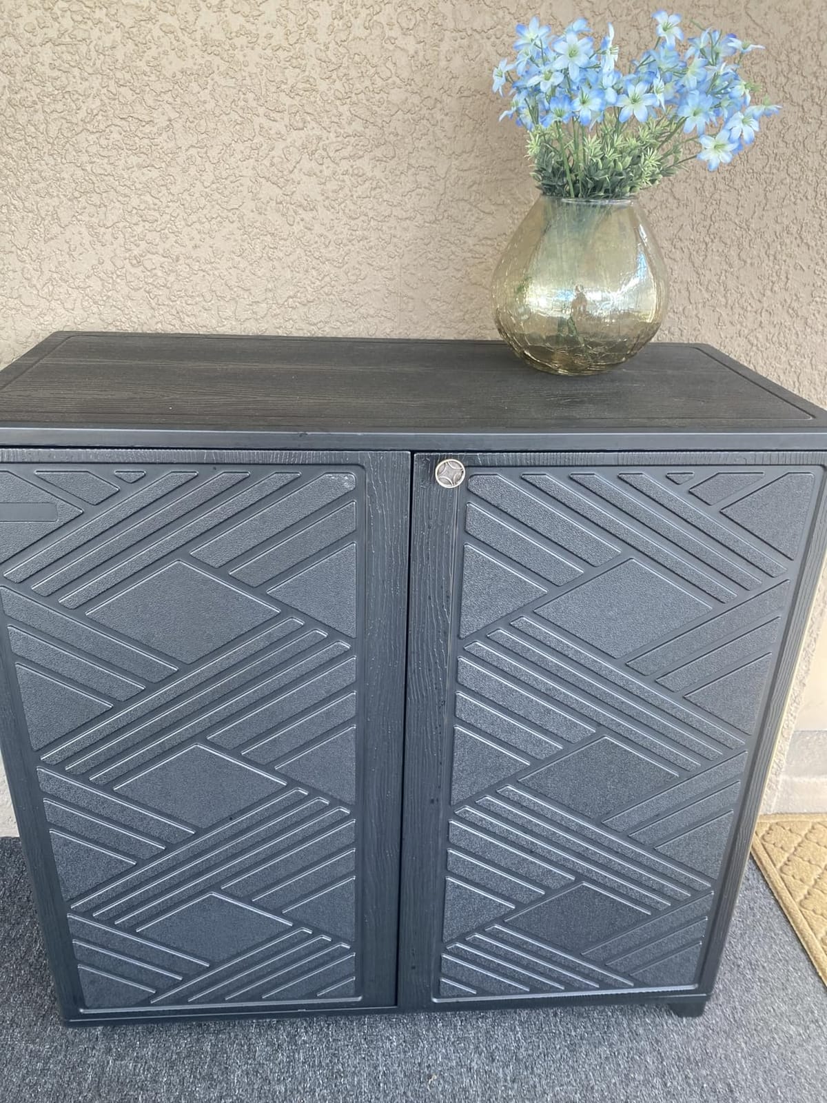 ADDOK Outdoor Storage Cabinet,60 Gallon Waterproof Resin Patio Storage Cabinet with 1 Adjustable Metal Shelf, Upright Outdoor Cabinet for Garden Tools, Pool Supplies, Toys, Porch and Garage customer photo 1