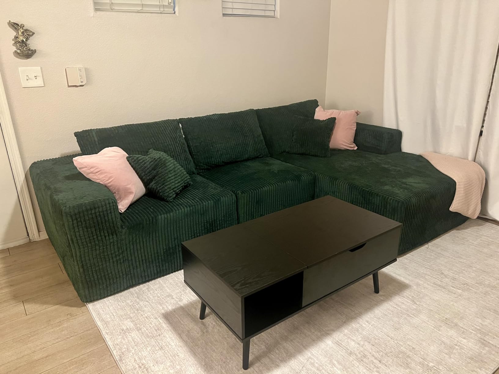 OLIXIS Wooden Coffee Table, Lift Top Coffee Table with Large Hidden Compartment and Ample Storage Shelf, Lift Tabletop Dining Table for Living Room, Home Small Space, Rustic customer photo 2