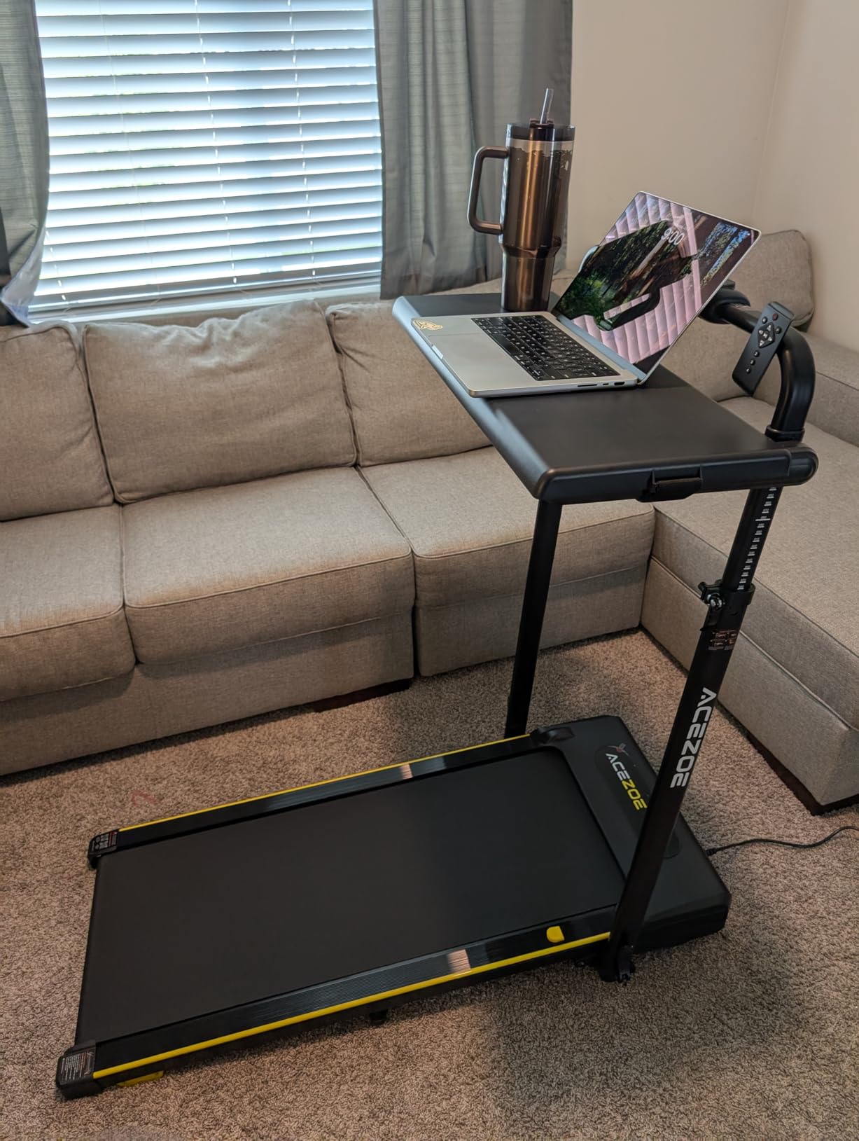 Acezoe 3 in 1 Under Desk Treadmill with Incline, Walking Pad with Removable Desk Workstation, Adjustable Height for Different Need, 300lbs Capacity, Foldable Compact for Home Small Office customer photo 2