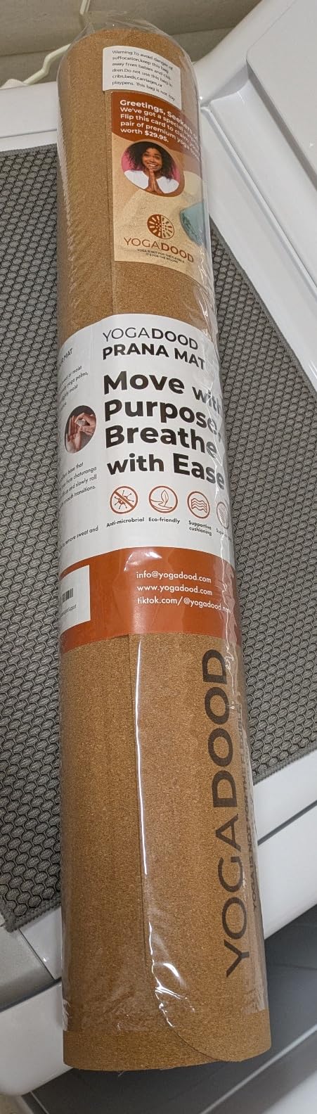 YOGA DOOD Cork Yoga Mat Thick 4mm - Natural Yoga Mat Non-Toxic (72