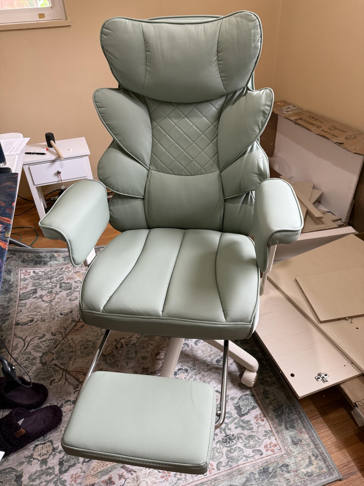 Dowinx Big and Tall Office Chair with Pocket Spring Cushion,High Back Computer Gaming Chairs with Adjustable Armrests,Executive Desk Chairs with Lumbar Support and Footrest,PU-Brown customer photo 1