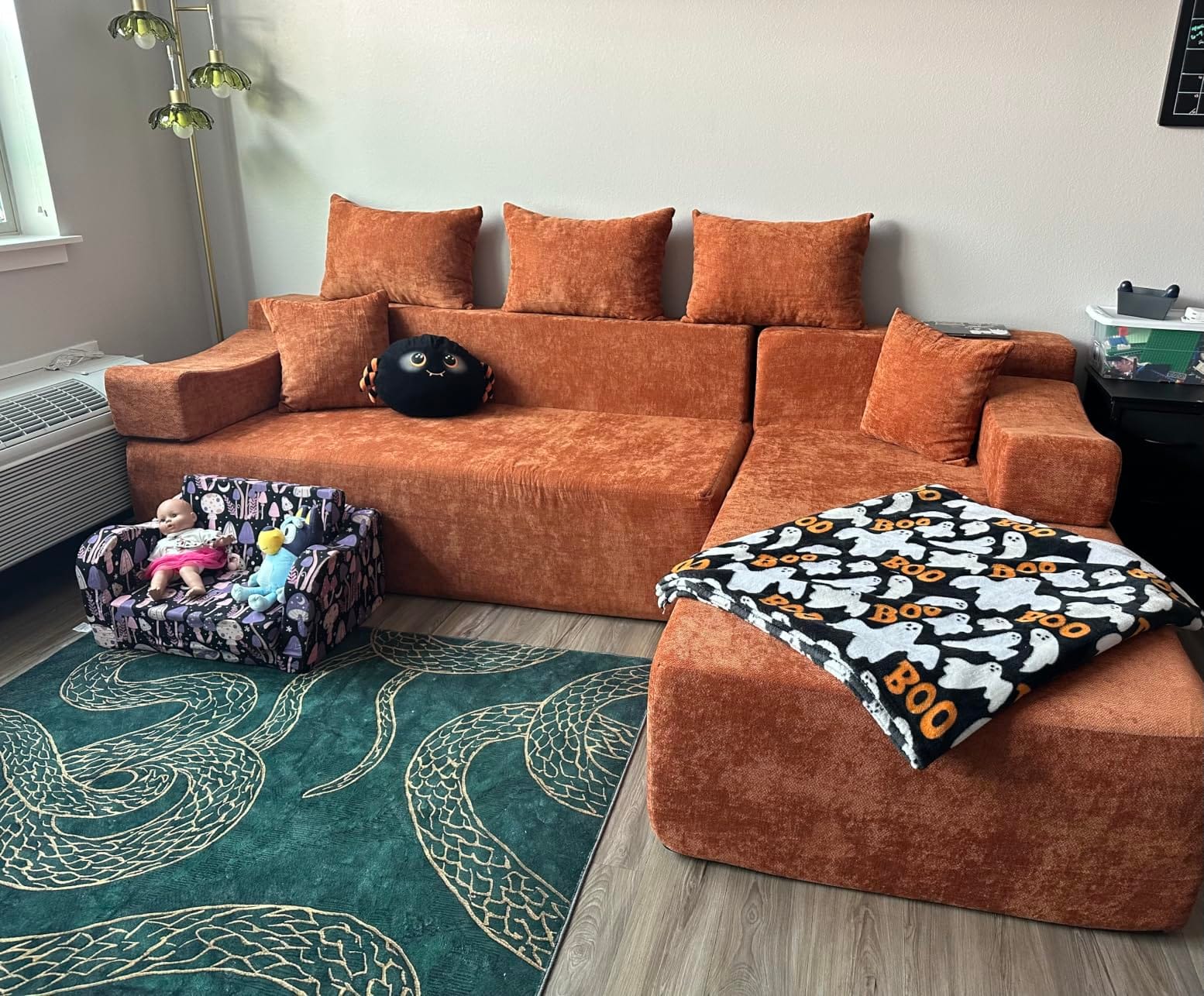 MONVANE Modular Sectional Cloud Couch for Living Room - 130'' 6 Seater Convertible Chenille Couches Set with Ottoman, No Assembly Compression Sofas, Comfy Floor Sofa with Memory Foam, Grey customer photo 2