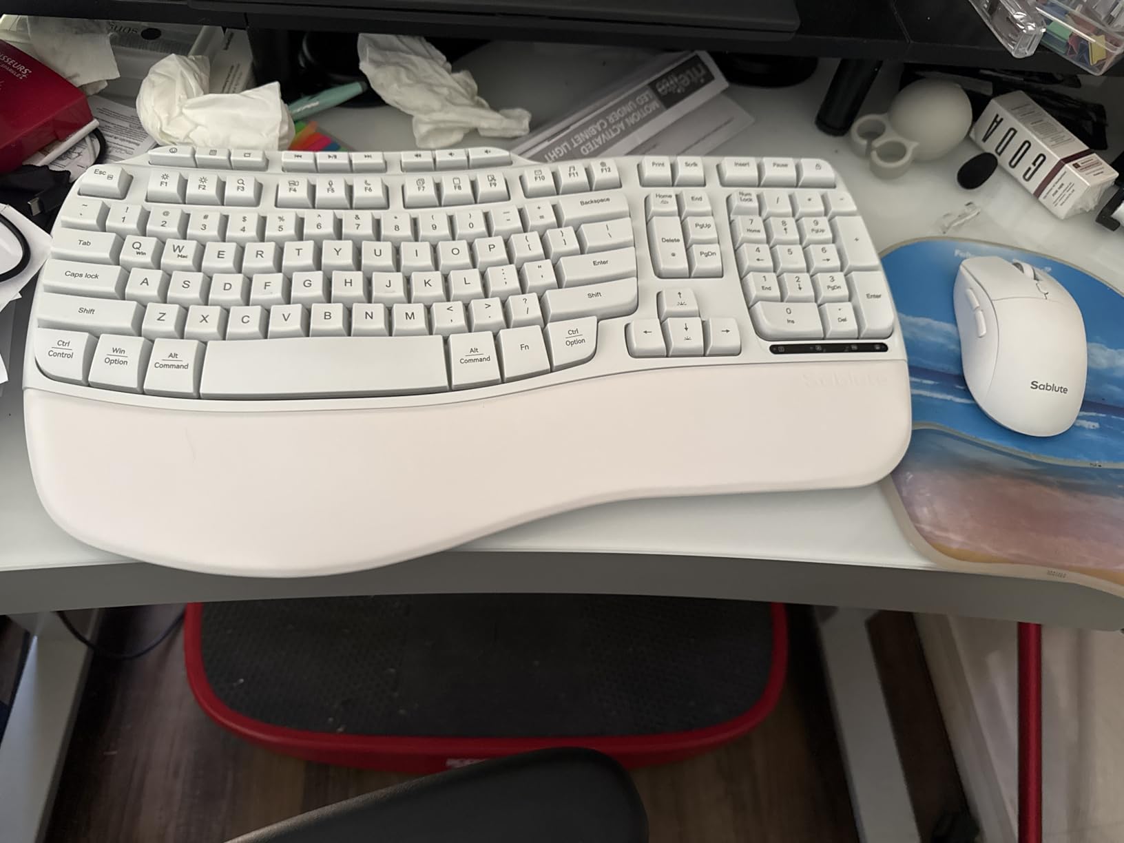 SABLUTE Ergonomic Wireless Keyboard and Mouse Combo, Rechargeable 4000mAh Backlit Keyboard with Soft Faux Lambskin Palm Rest, Wave Keys for Natural Typing, Compatible with Windows/Mac/Chrome OS customer photo 2