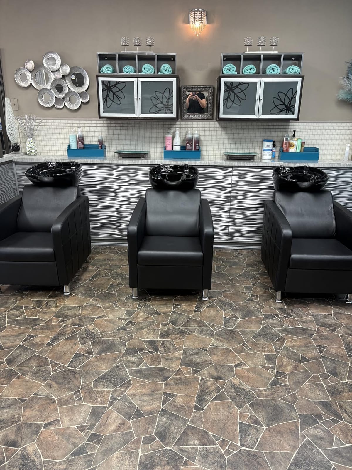 OmySalon Salon Shampoo Bowl and Chair, Shampoo Chair Extra Wide Seat & Porcelain Hair Washing Sink, Shampoo Unit for Beauty Spa Barbershop, Brown customer photo 1