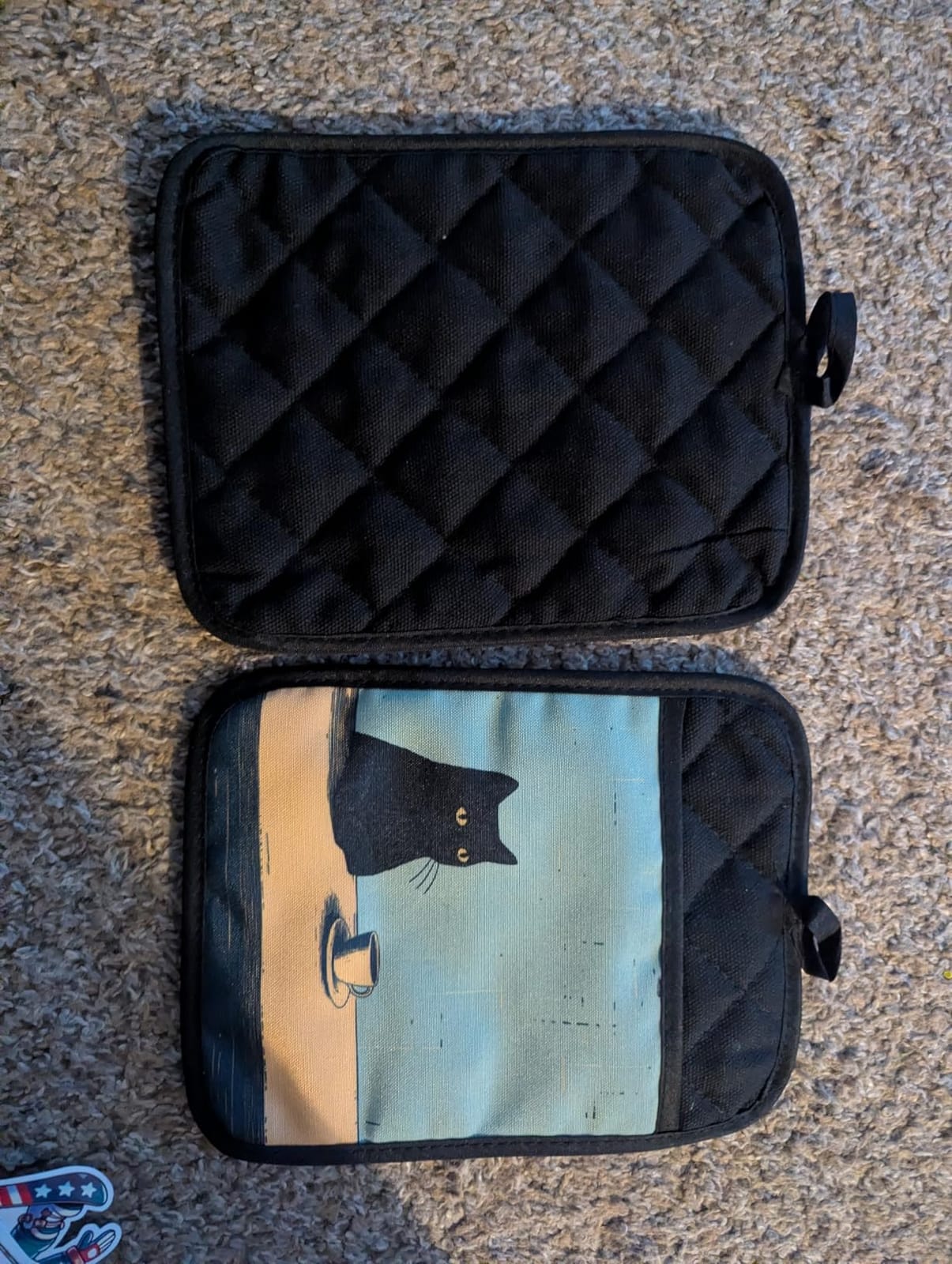 Japanese Sushi Ramen Black Cat Pot Holders with Pockets, Cat Kitchen Decor, Vintage Japanese Kitten Oven Pot Holders Heat Resistant Oven Mitts Hot Pads for Kitchen Baking Cooking, Set of 2 customer photo 1