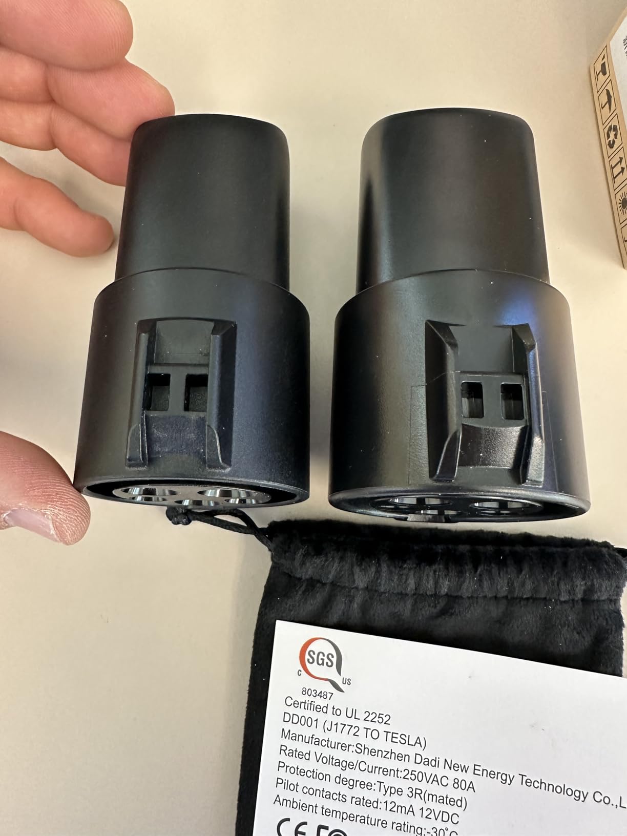 J1772 to Tesla Charger Adapter,for Tesla Model-3/Y/X/S with Safety Certified Charger Connecting Charging Adapter, Max 80A 250V Fast Charging,IP65 Waterproof,Optimal Fit,Easy Setup[Only for Tesla Car] customer photo 2