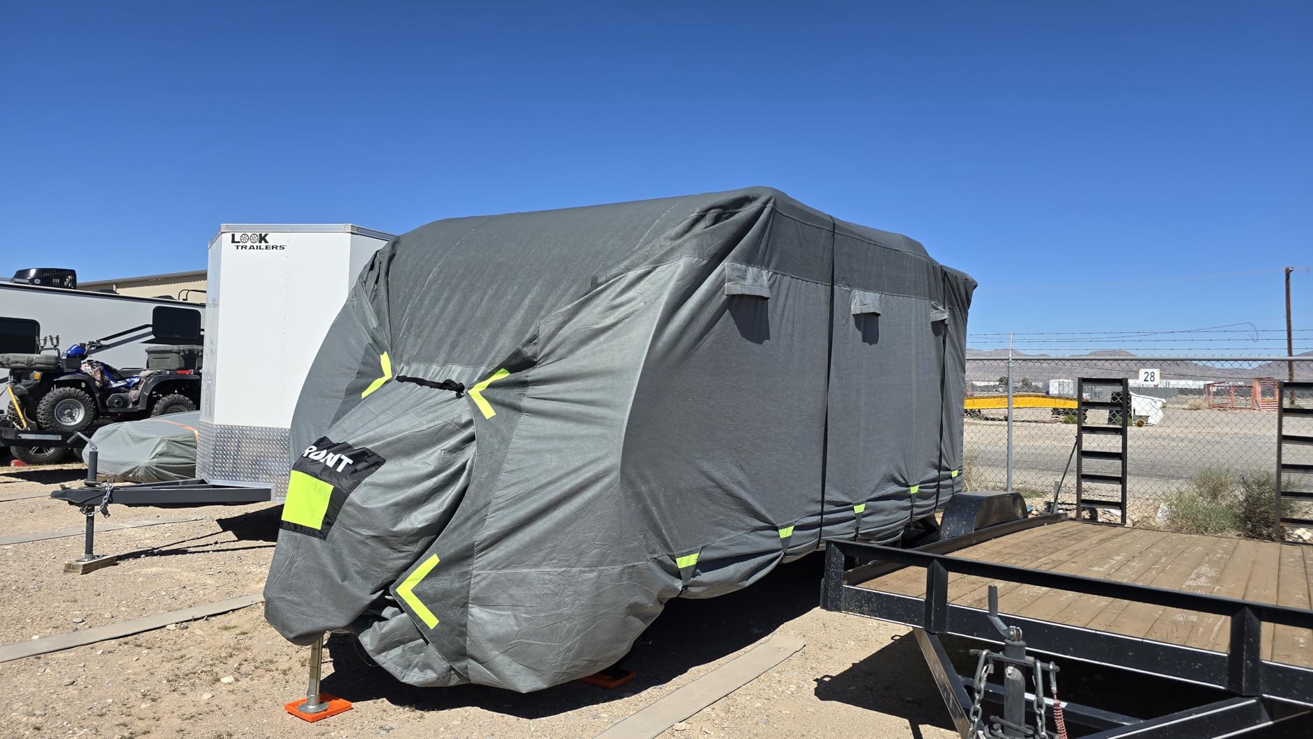 Heavy Duty 8 Layers RV Cover 20-22ft, Rip-Stop Motorhome Camper Cover with Windproof Straps, Gutter & Tongue Jack Covers, Utility Travel Trailer Cover for All Weather Protection customer photo 1
