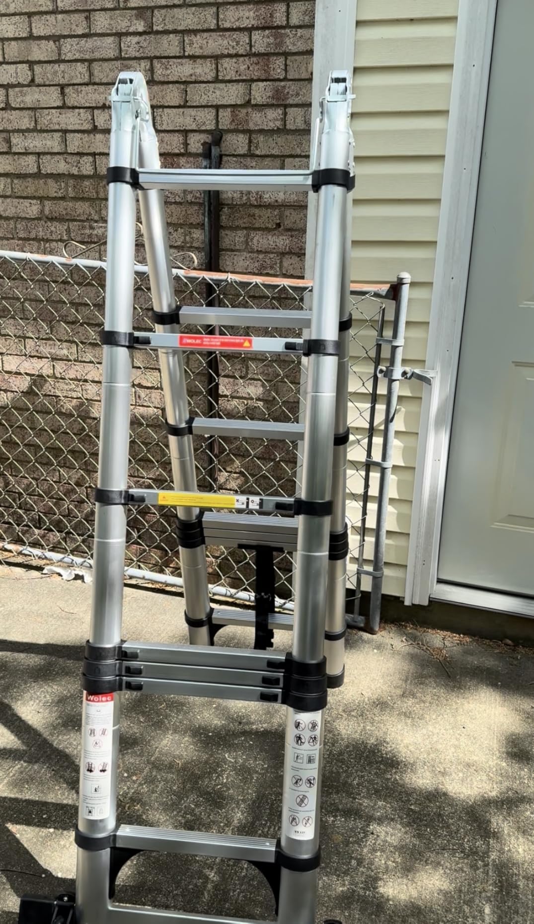 Telescoping Ladder with Hooks, 20.3 FT, Stabilizer & Wheels, Black customer photo 1